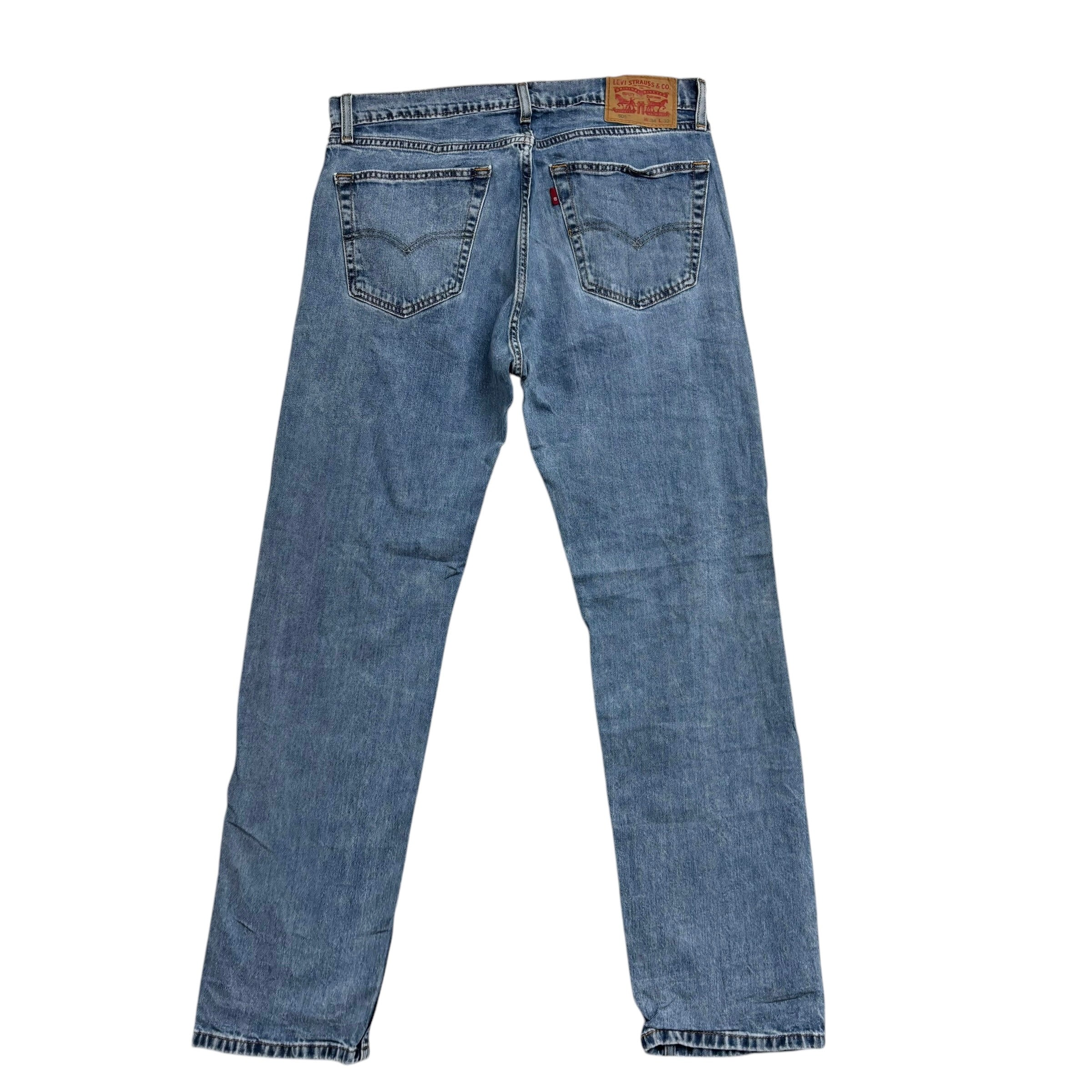 Levis 505 Jeans W34 L31 Mens Light Blue Regular Straight Fit Stretch Denim (E)