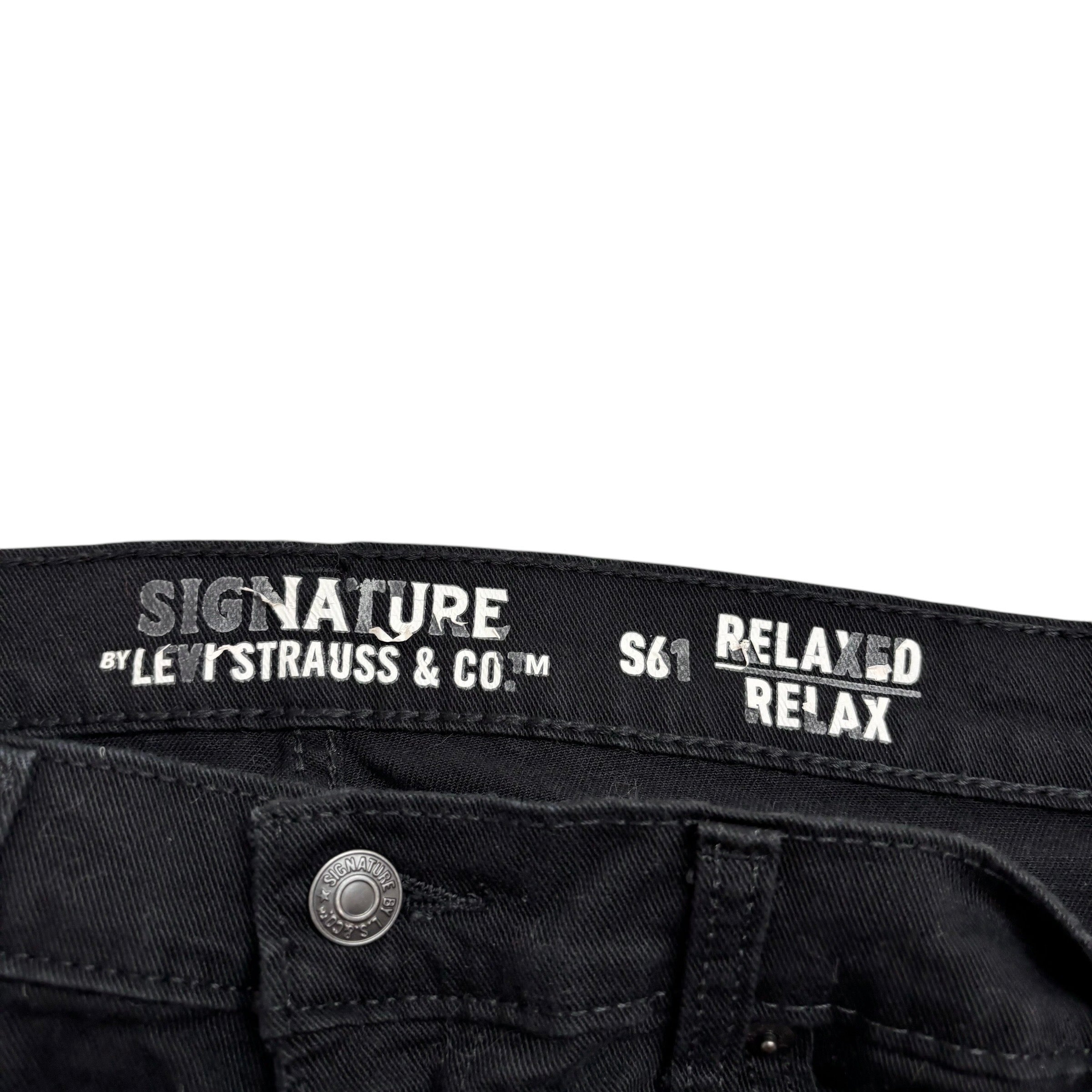Levis Signature Jeans W34 L34 Mens Black Relaxed Straight Fit Stretch Denim (E)