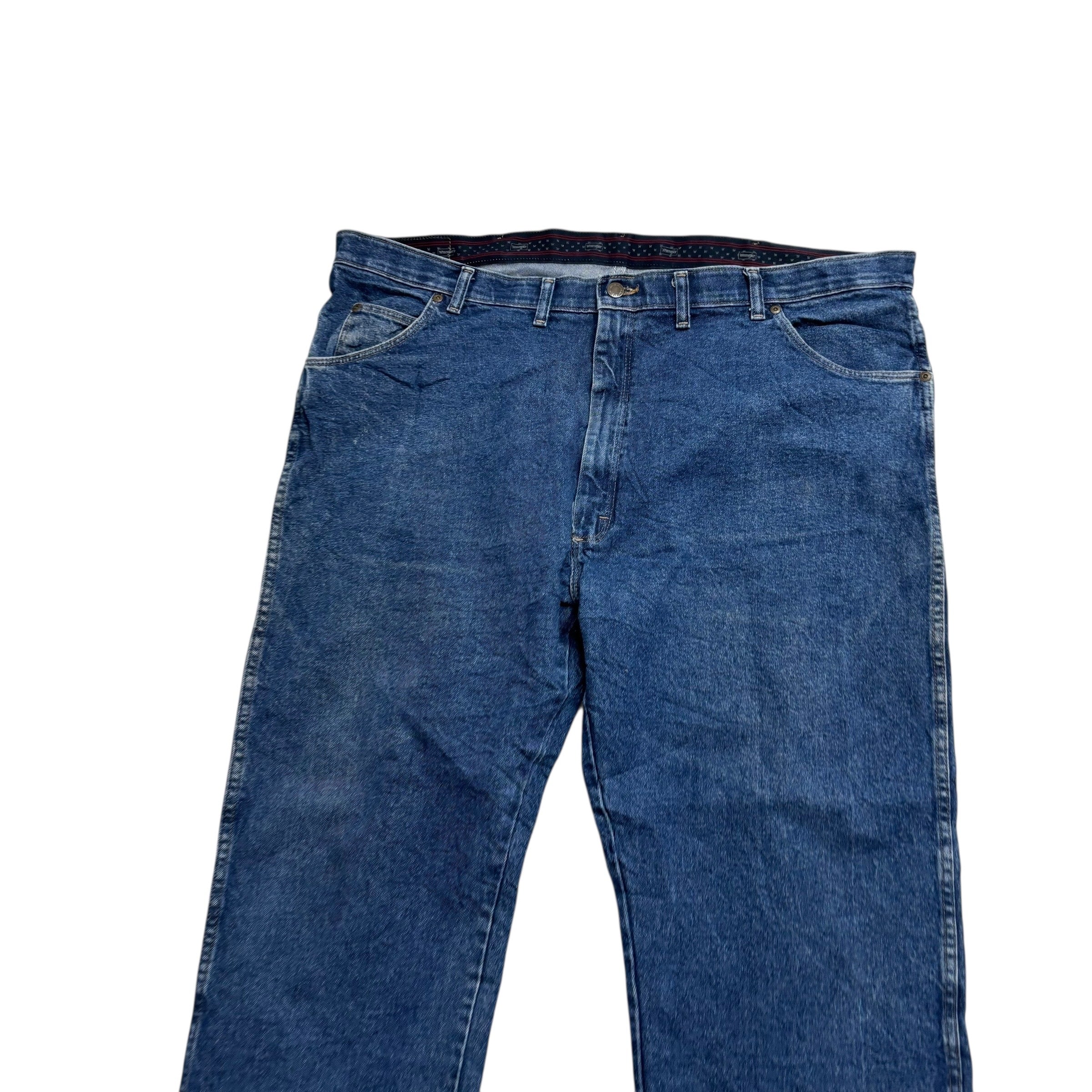 Wrangler Jeans W44 L30 Mens Mid Blue Regular Straight Fit Stretch Denim (E)