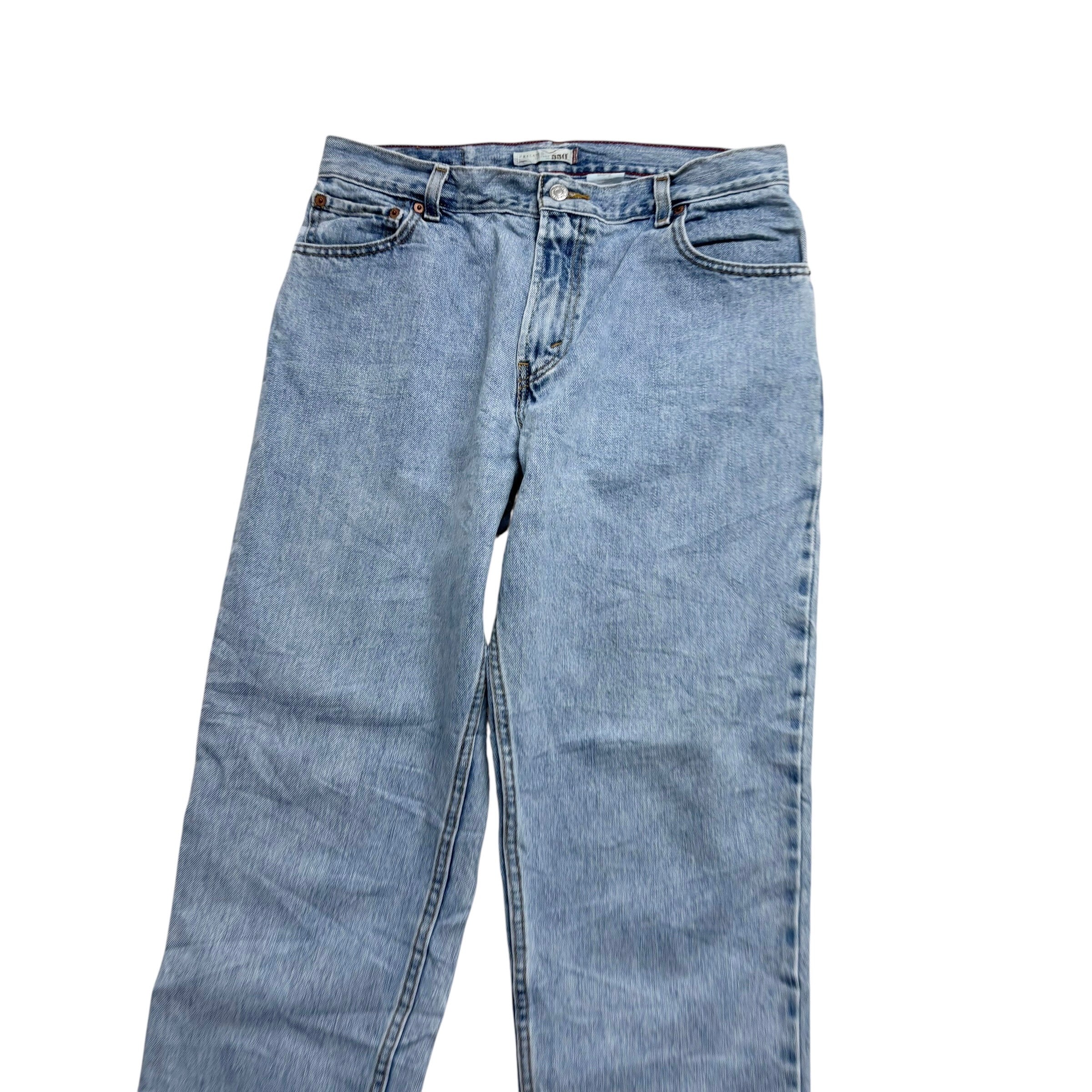 Levis 550 Jeans W32 L31 Womens Light Blue Relaxed Taper Mom Vintage Denim (E)