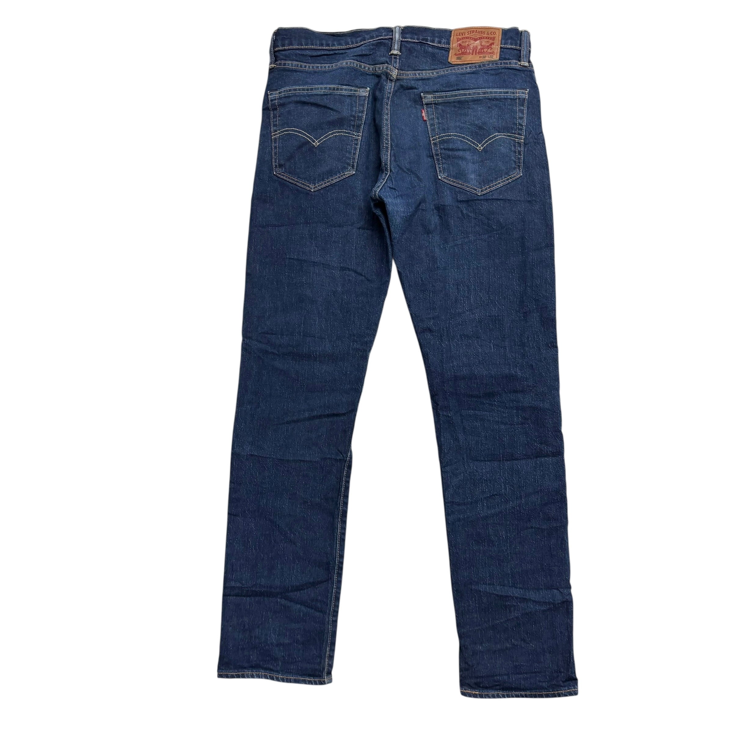 Levis 502 Jeans W32 L32 Mens Dark Blue Regular Tapered Fit Stretch Denim (E)