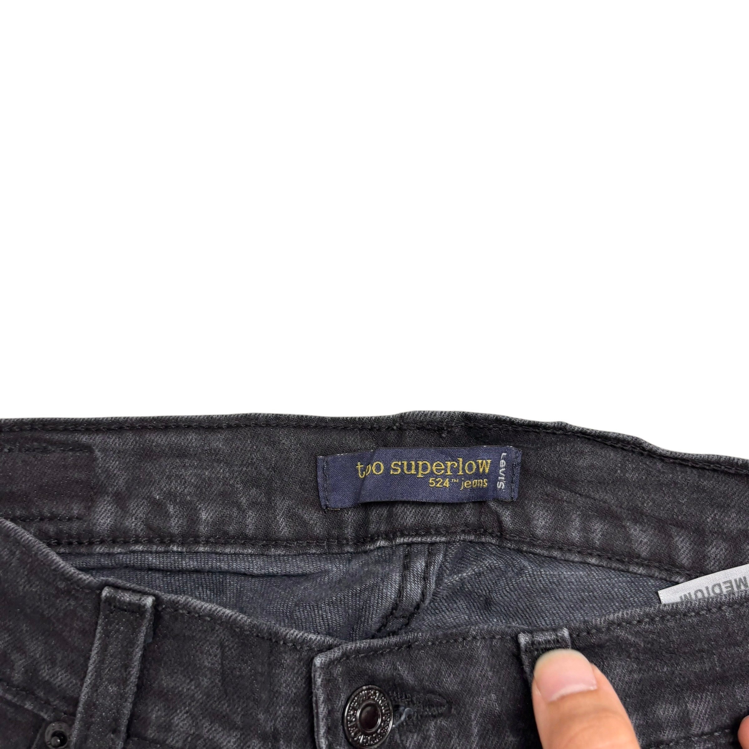 Levis 524 Jeans W29 L32 Womens Black Superlow Slim Fit Stretch Denim