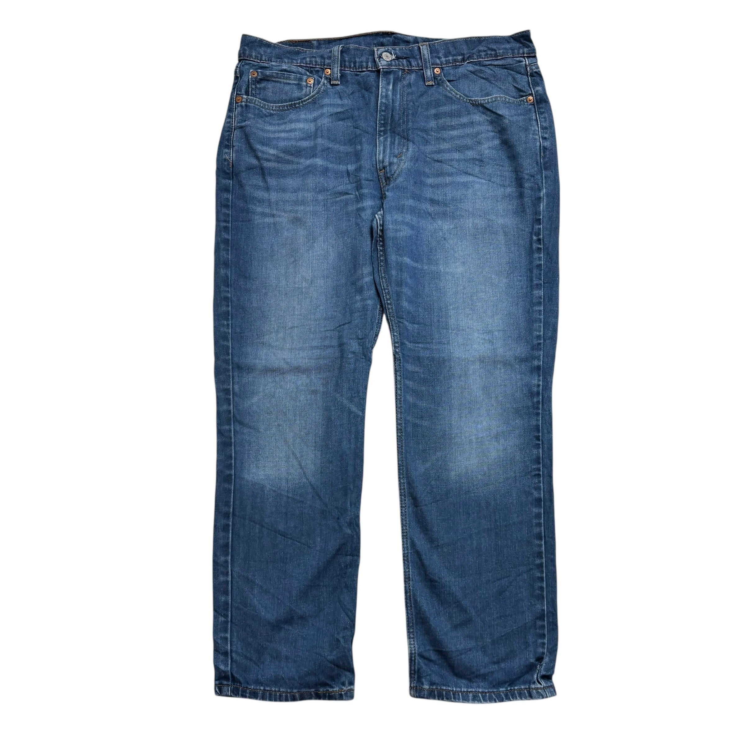 Levis 514 Jeans W36 L30 Mens Navy Blue Regular Straight Fit Stretch Denim (E)