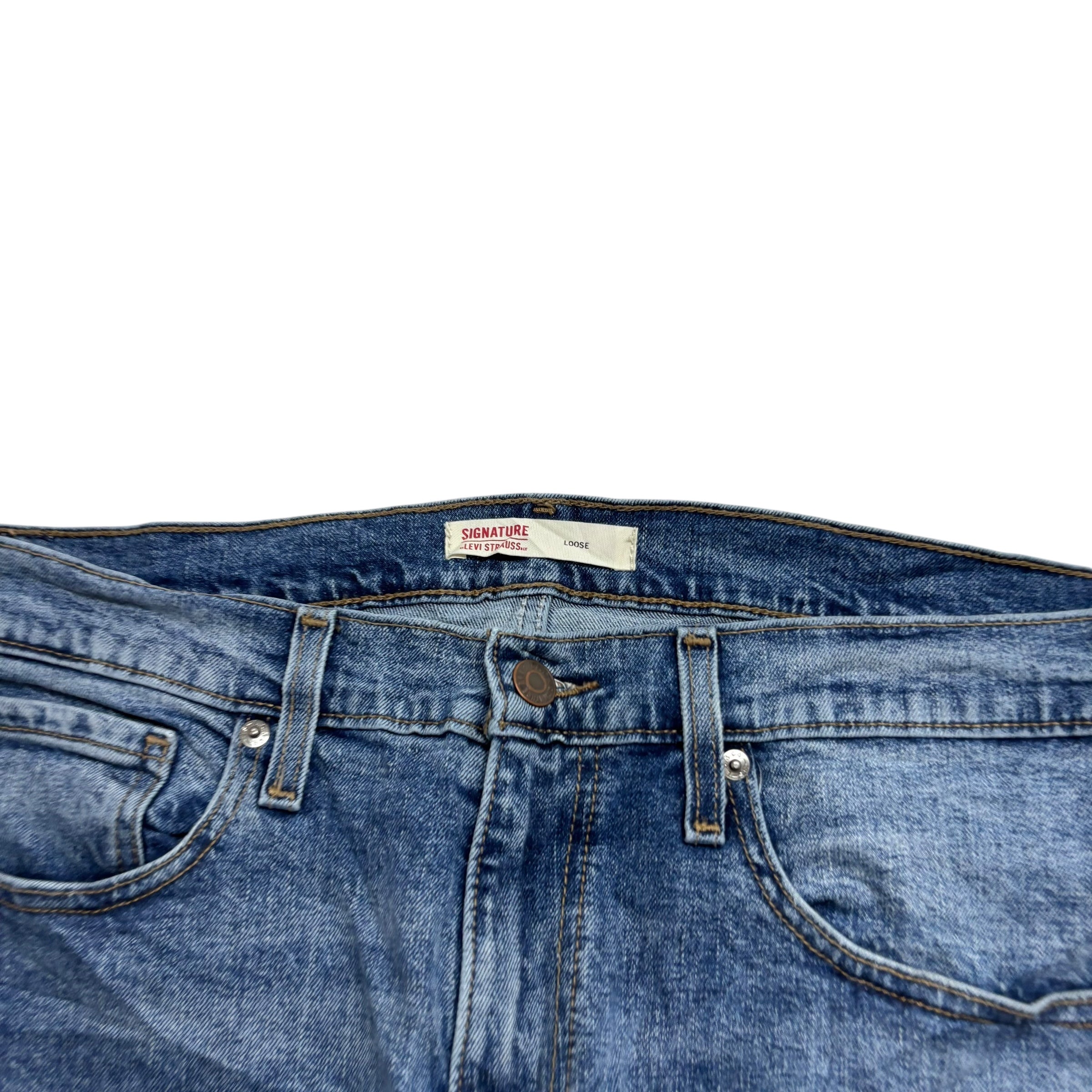 Levis Signature Jeans W36 L29 Mens Mid Blue Baggy Relaxed Fit Stretch Denim