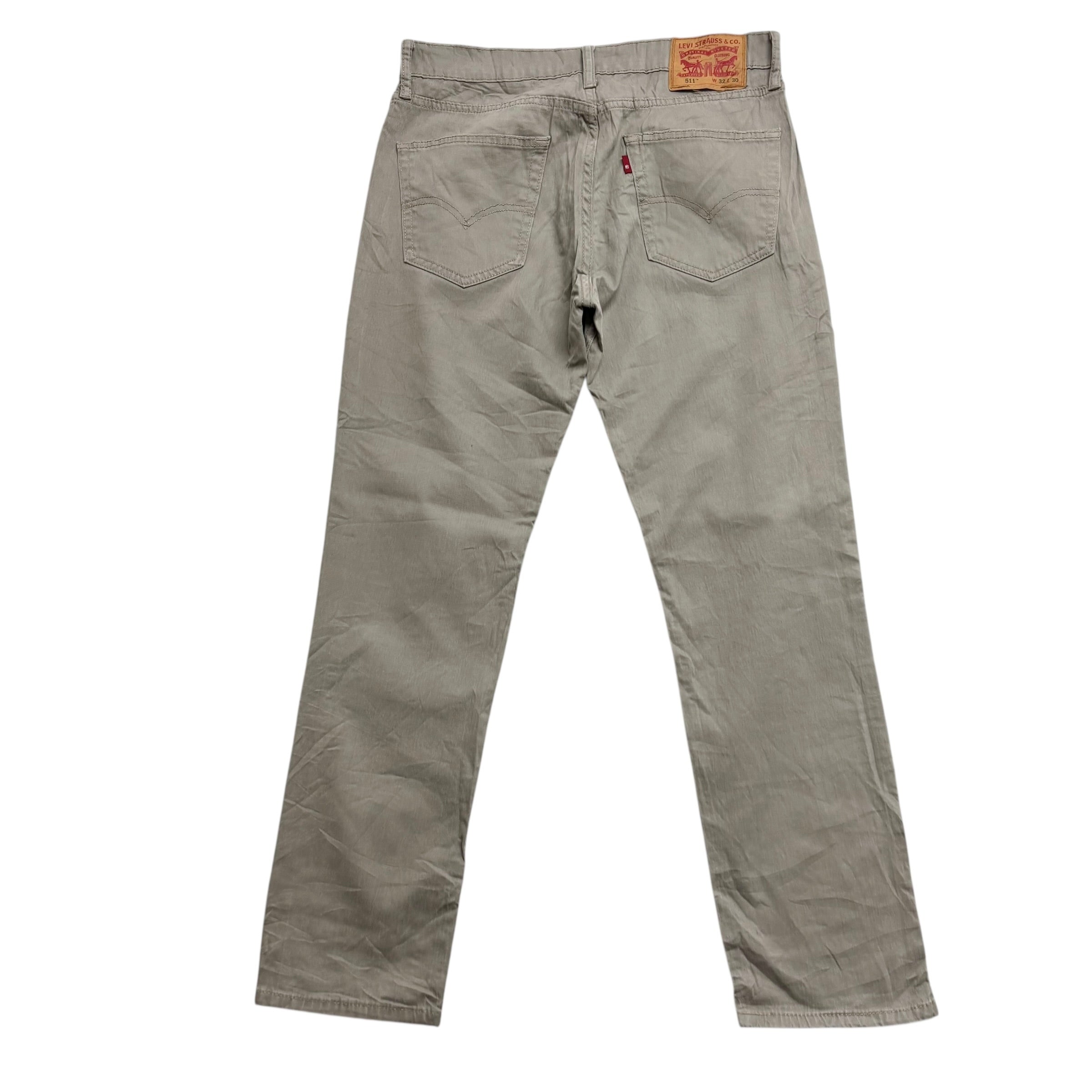 Levis 511 Trousers W32 L30 Mens Beige Slim Fit Stretch Pants (E)