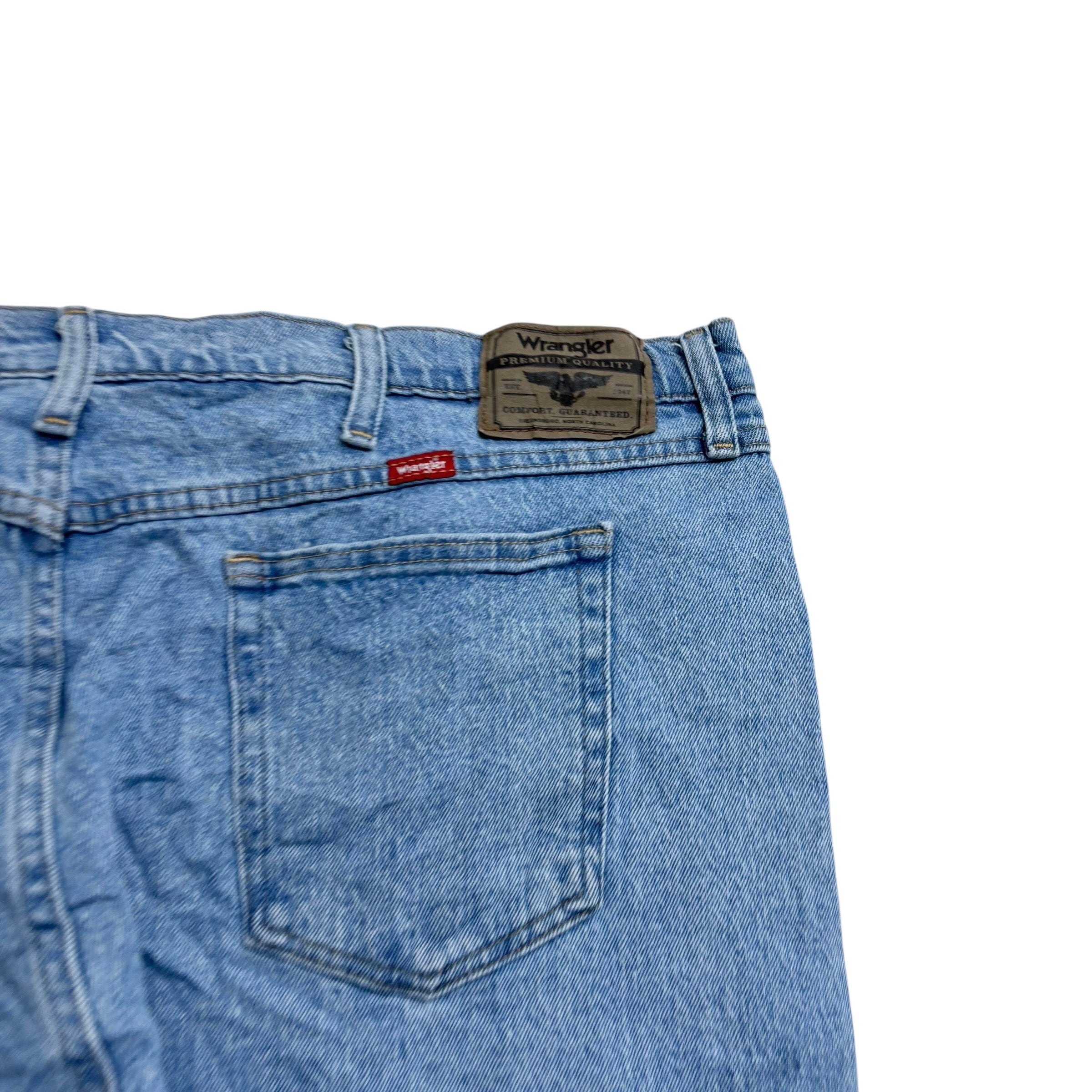 Wrangler Jeans W44 L30 Mens Light Blue Regular Straight Fit Stretch Denim (E)
