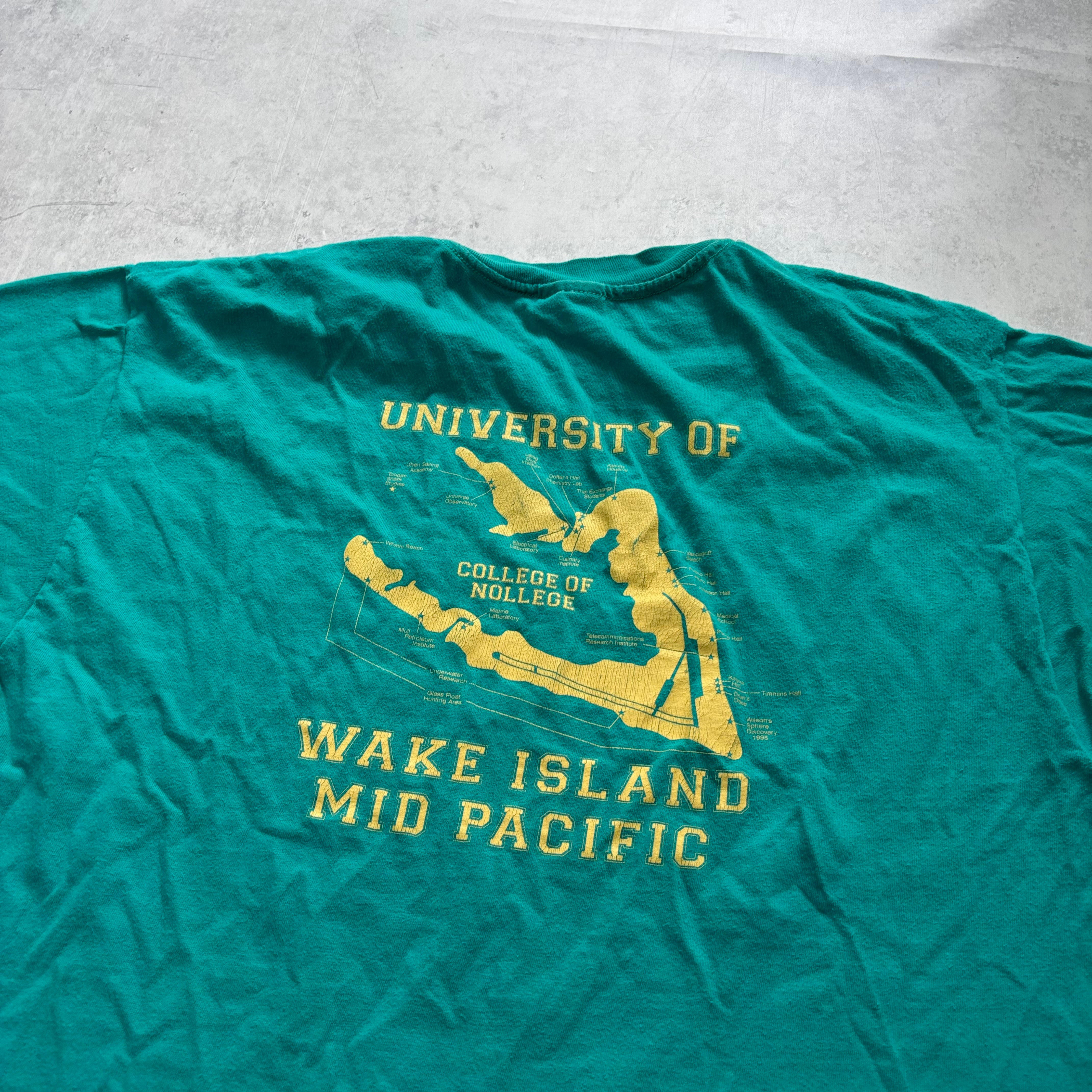 Vintage T Shirt Mens XL Blue Teal Single Stitch Graphic Print 90s College