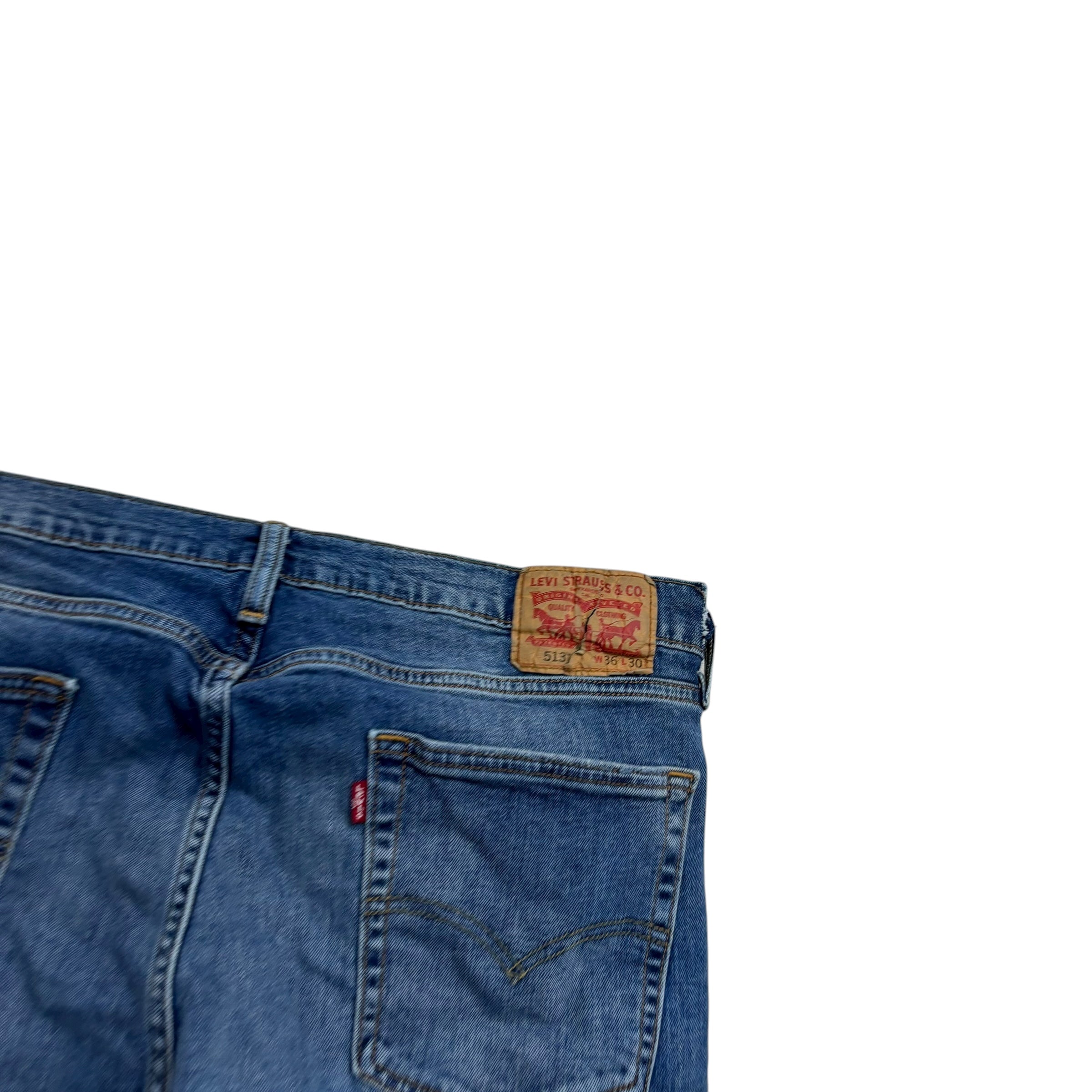 Levis 513 Jeans W36 L29 Mens Mid Blue Slim Straight Fit Stretch Denim (F)