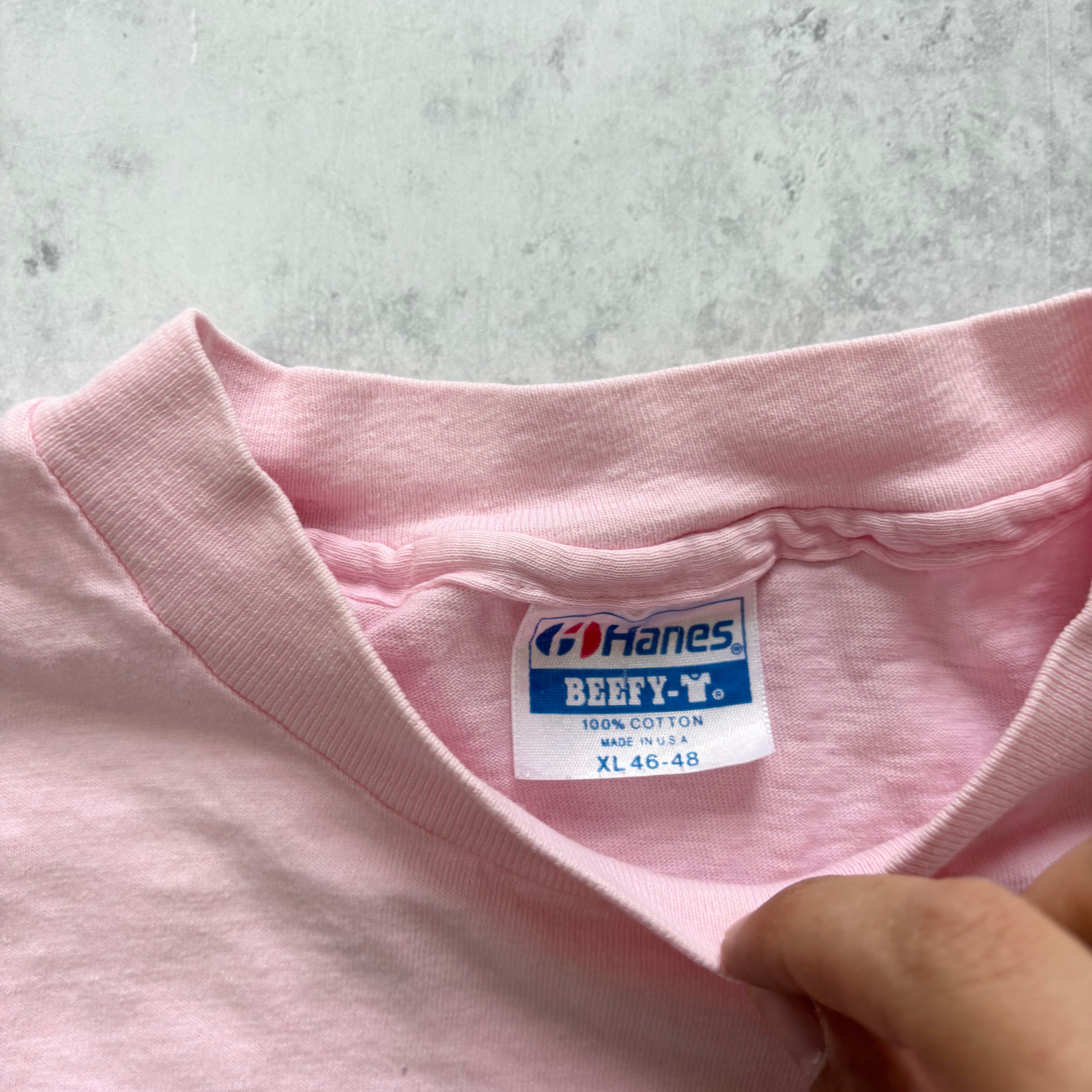 Vintage T Shirt Mens Large Pink Single Stitch Graphic Print 90s USA Tourist (F)
