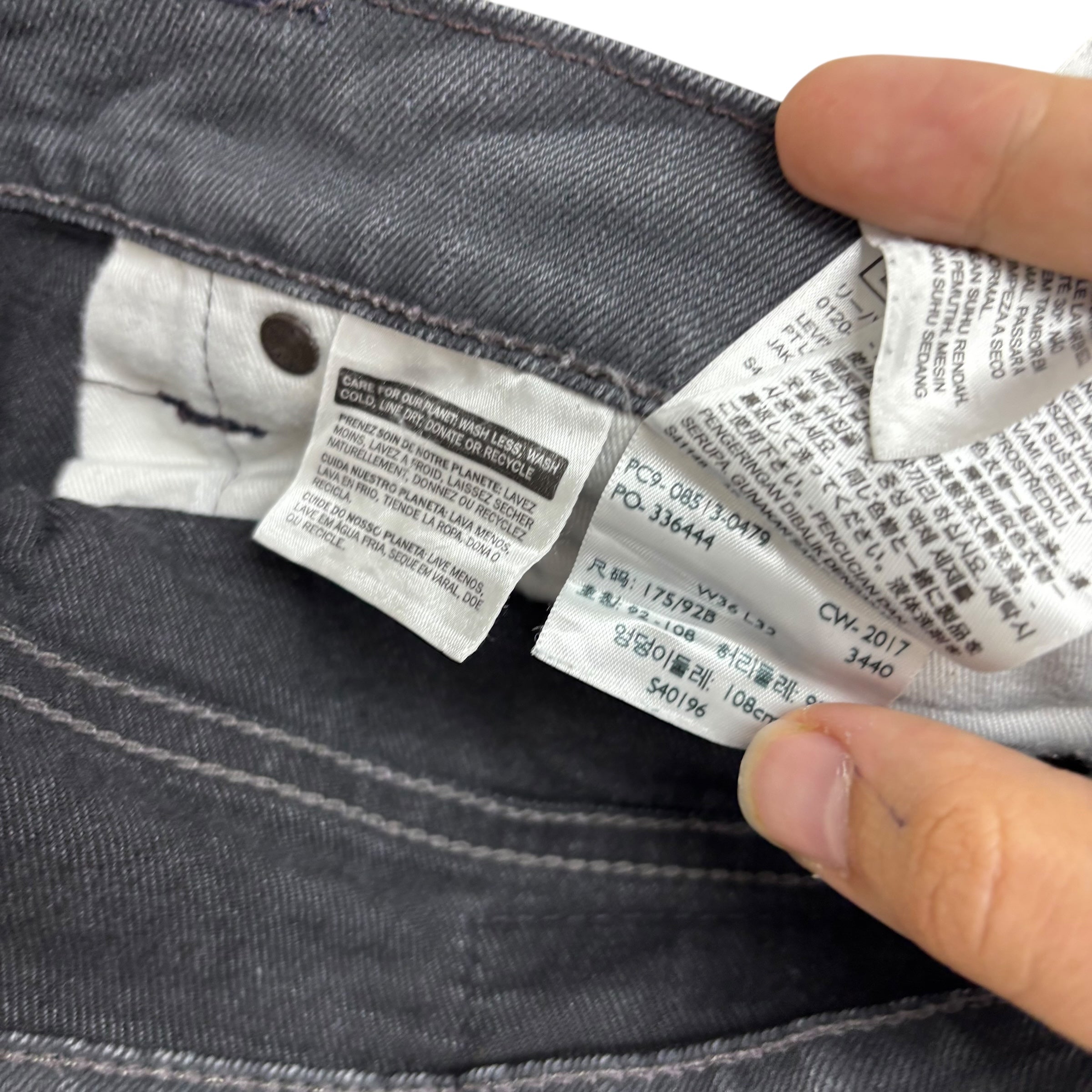 Levis 513 Jeans W36 L30 Mens Grey Slim Straight Fit Stretch Denim (E)