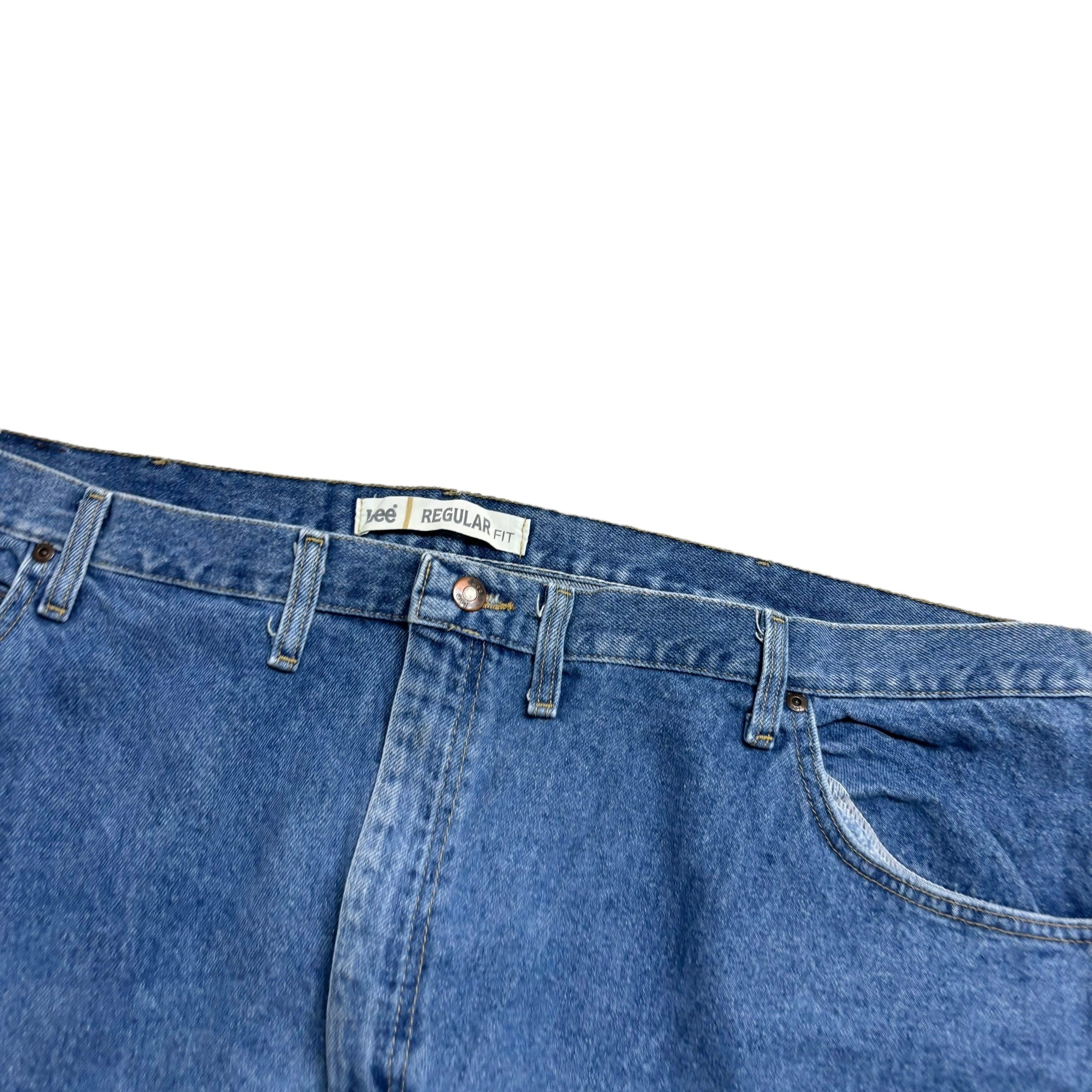 Lee Jeans W50 L25 Mens Mid Blue Regular Straight Fit Vintage Denim