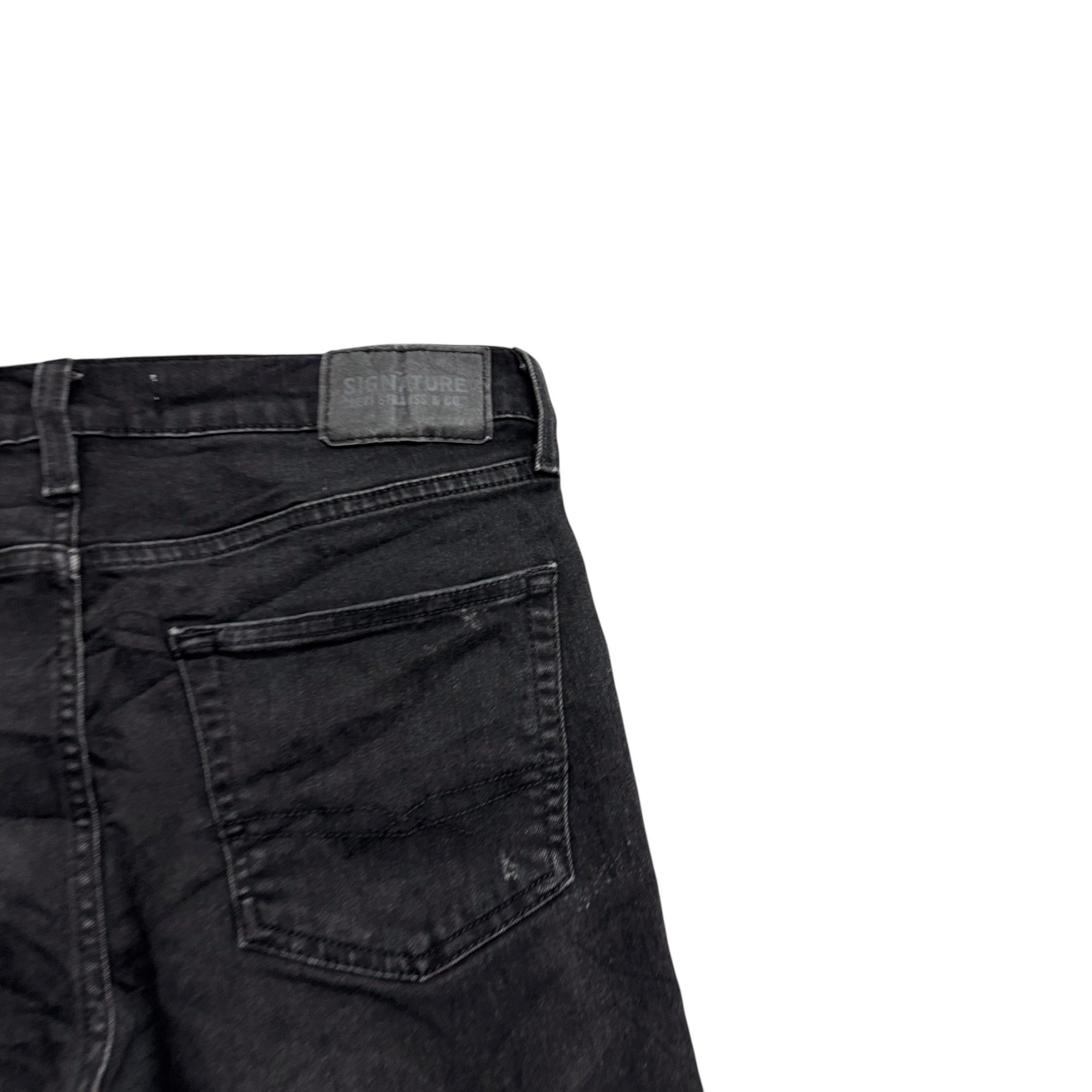 Levis Signature Jeans W32 L30 Mens Black Skinny Fit Stretch Denim