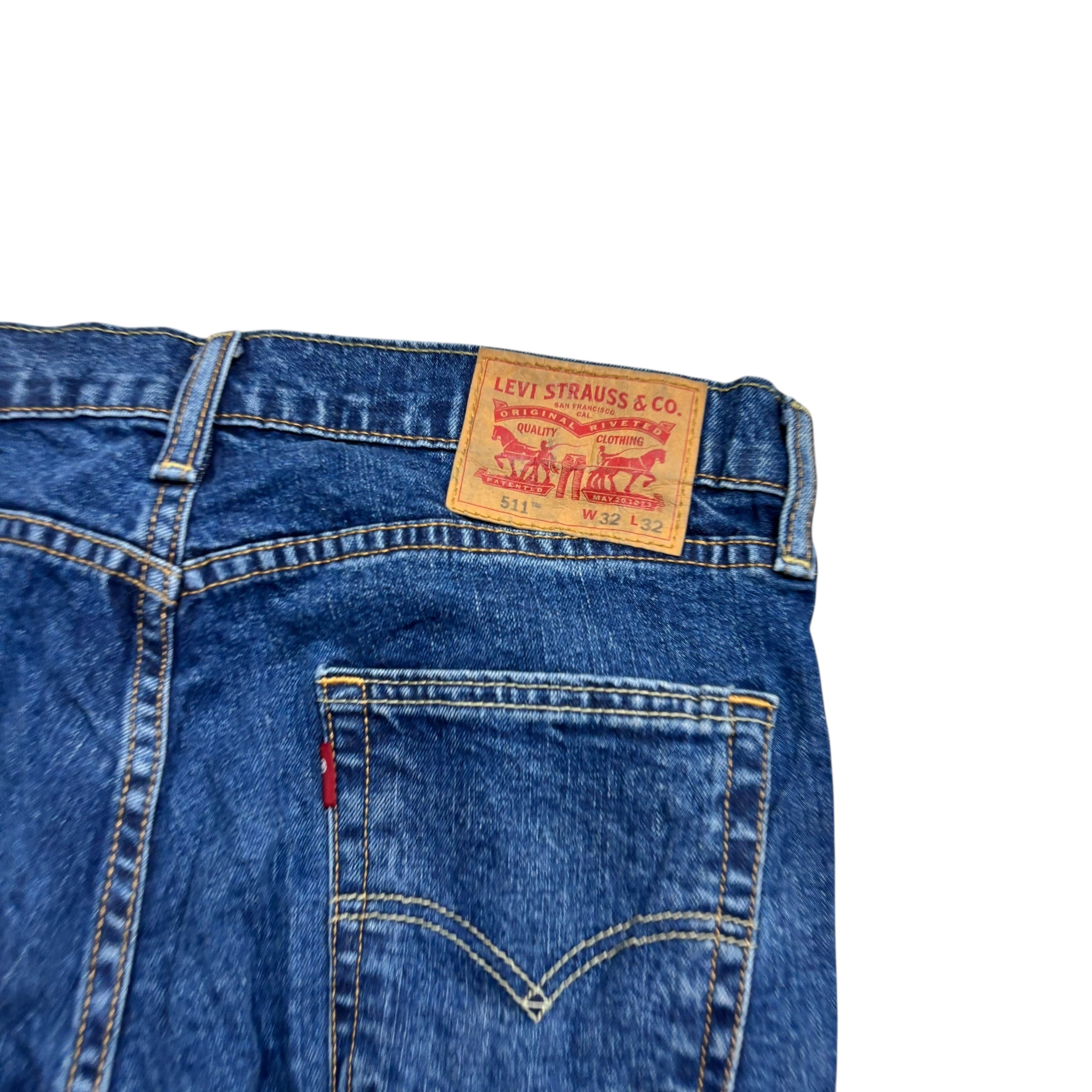 Levis 511 Jeans W32 L32 Mens Mid Blue Slim Fit Stretch Denim (E)