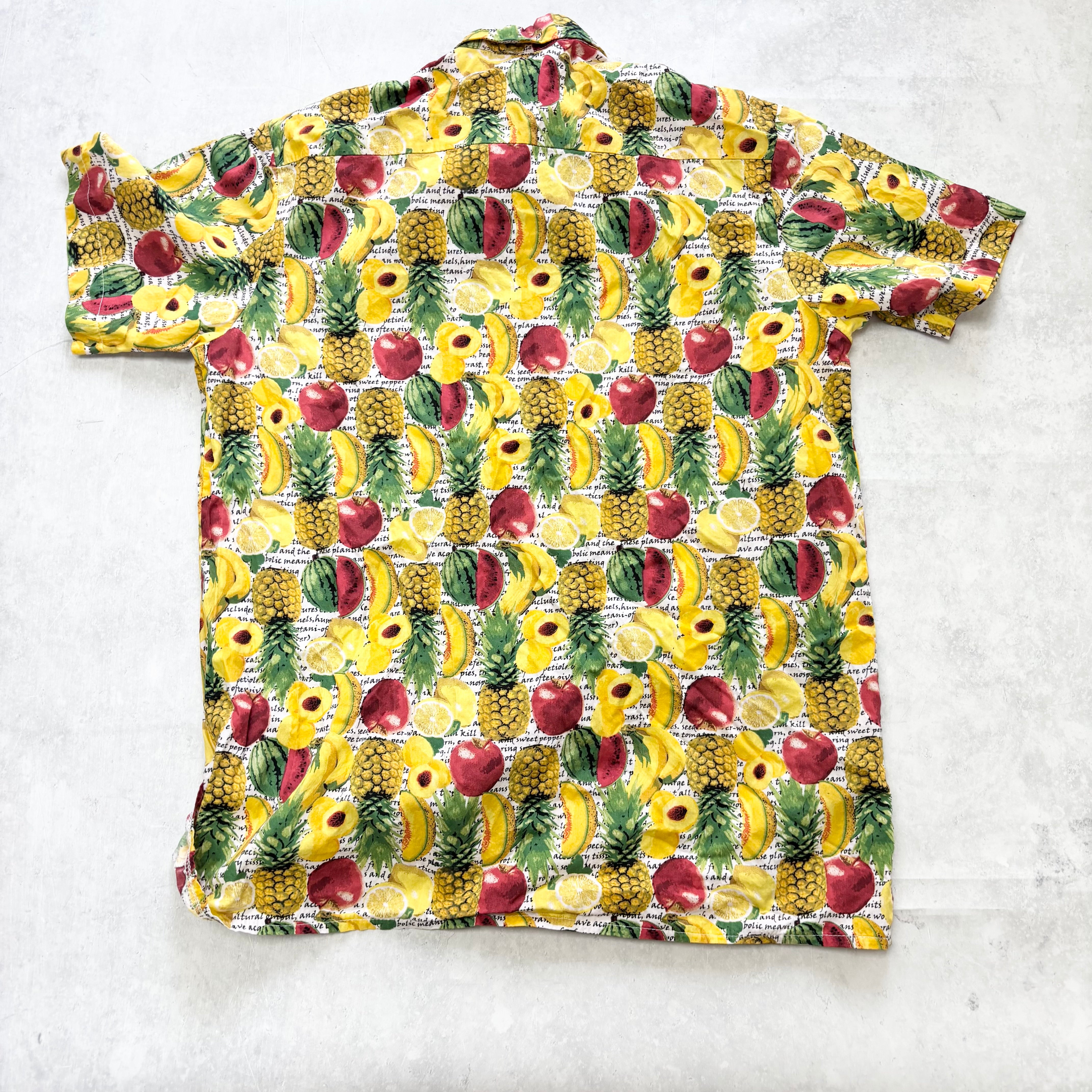 Hawaiian Shirt Mens Large Yellow Floral Aloha Short Sleeve Cotton (E)