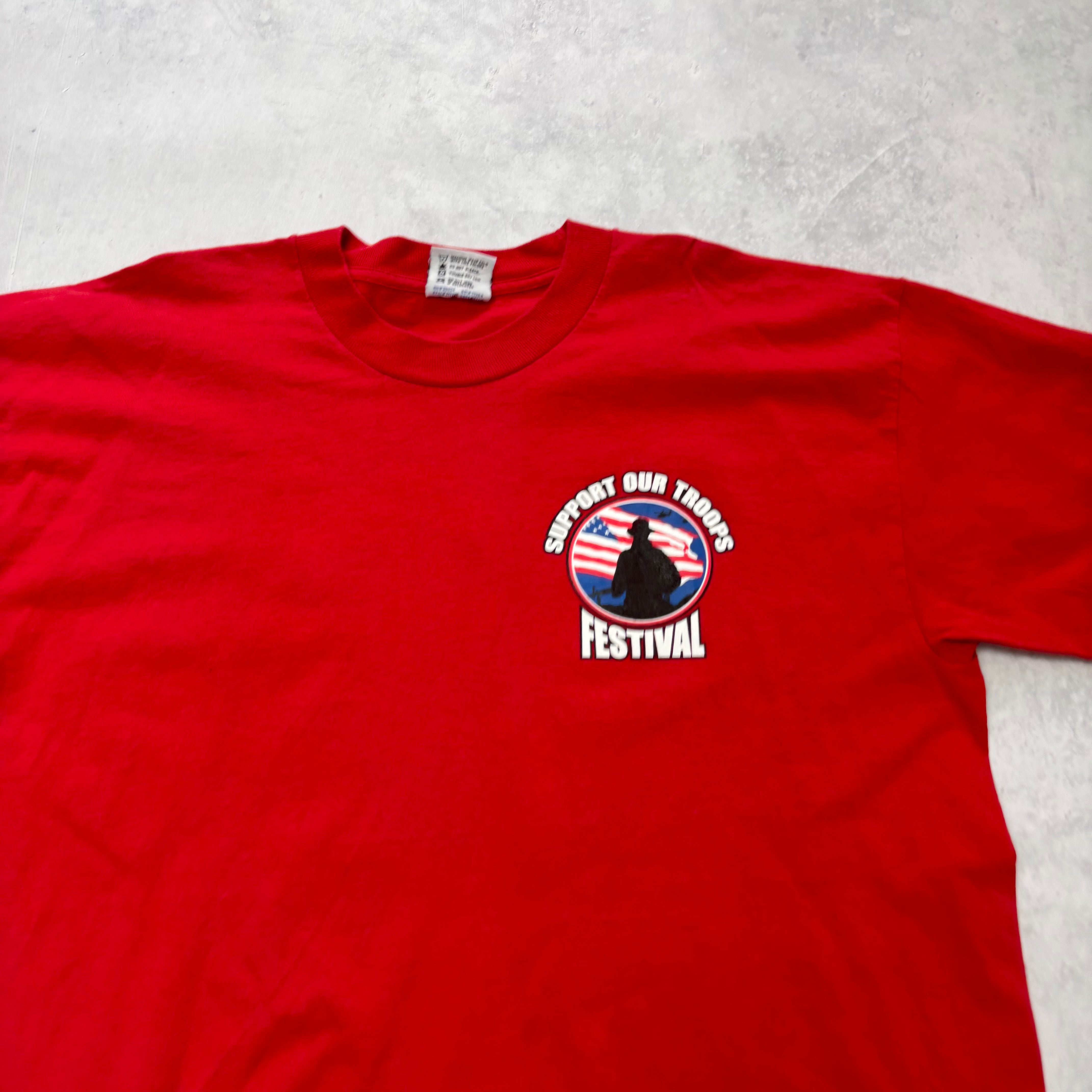 Vintage T Shirt Mens XL Red Graphic Print 00s Military USA (E)