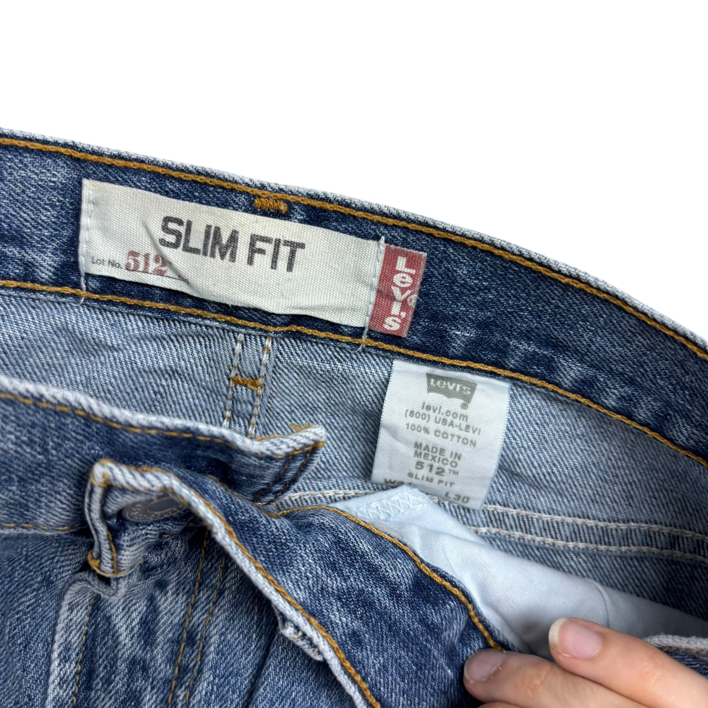 Levis 512 Jeans W31 L30 Mens Mid Blue Slim Tapered Fit Vintage Denim (E)