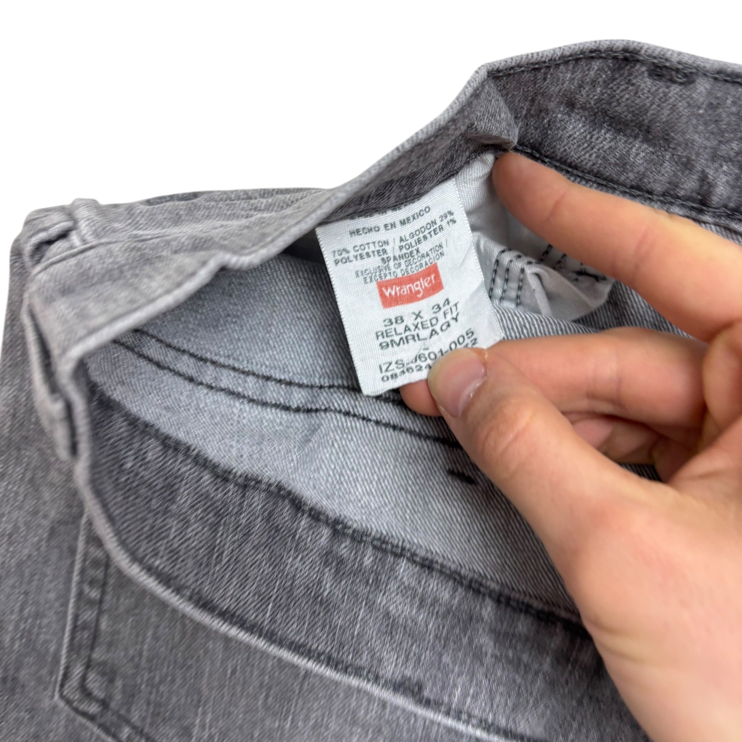 Wrangler Jeans W38 L34 Mens Grey Relaxed Straight Fit Stretch Denim (E)