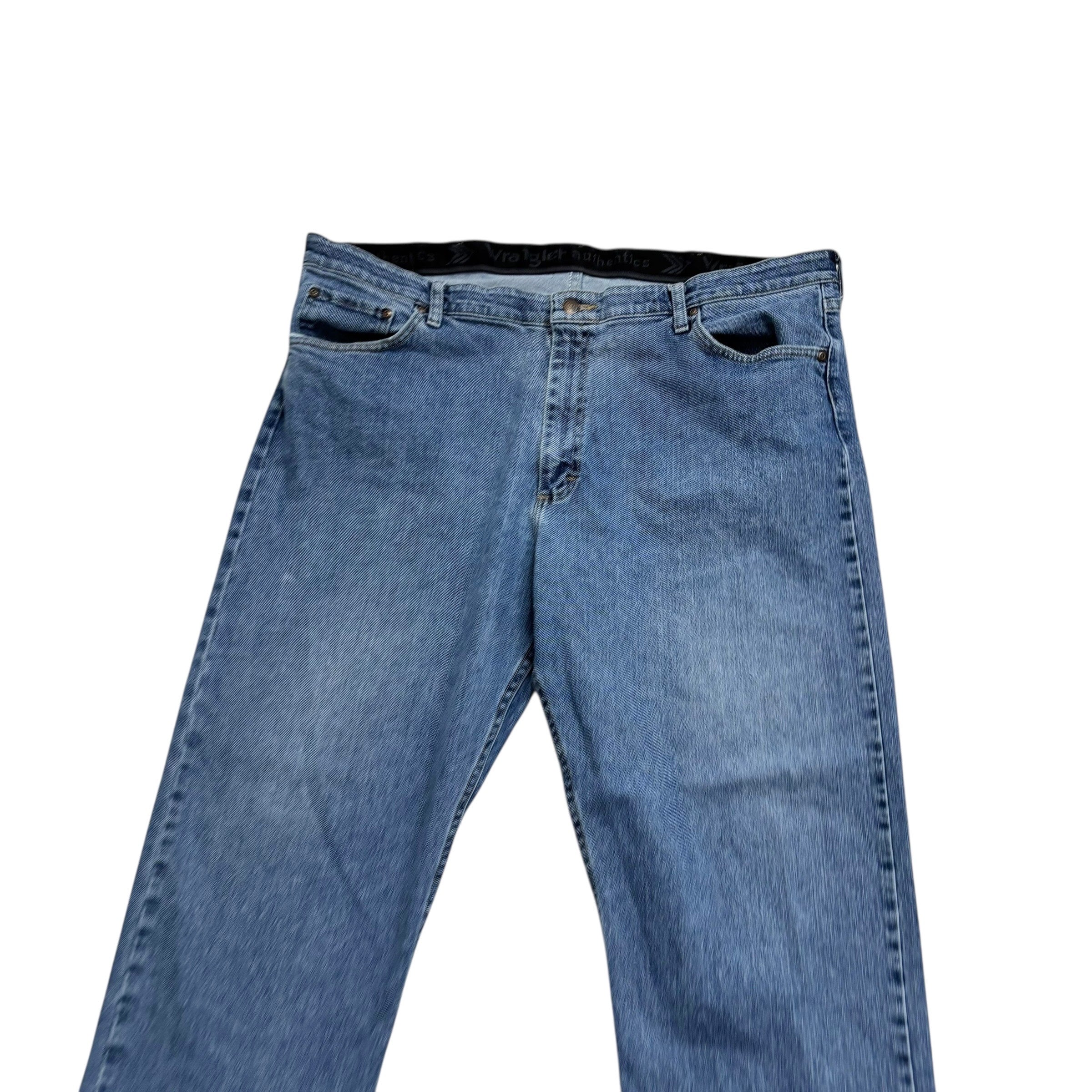 Wrangler Jeans W42 L29 Mens Mid Blue Relaxed Straight Fit Stretch Denim