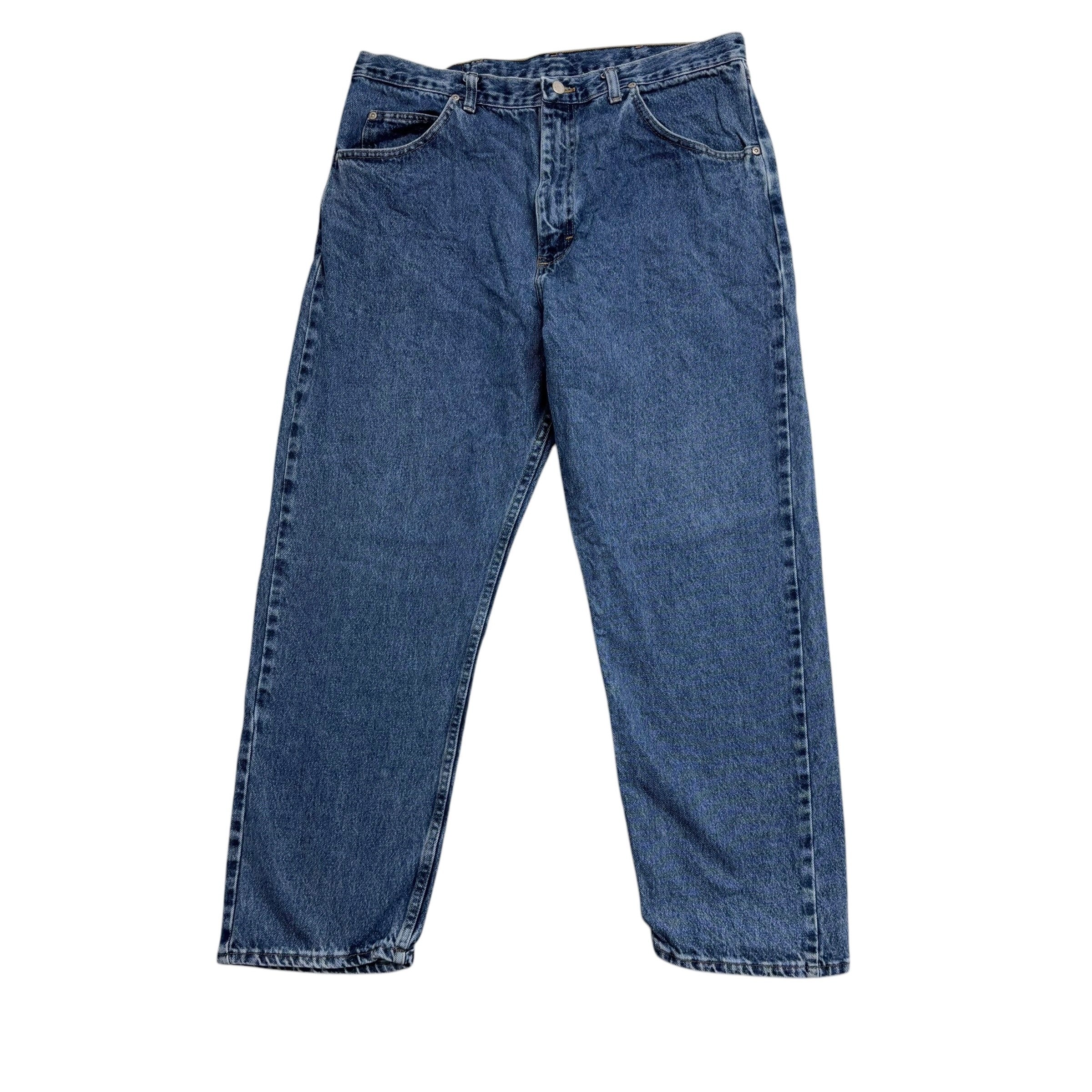 Wrangler Jeans W38 L30 Mens Mid Blue Baggy Relaxed Straight Vintage Denim (E)