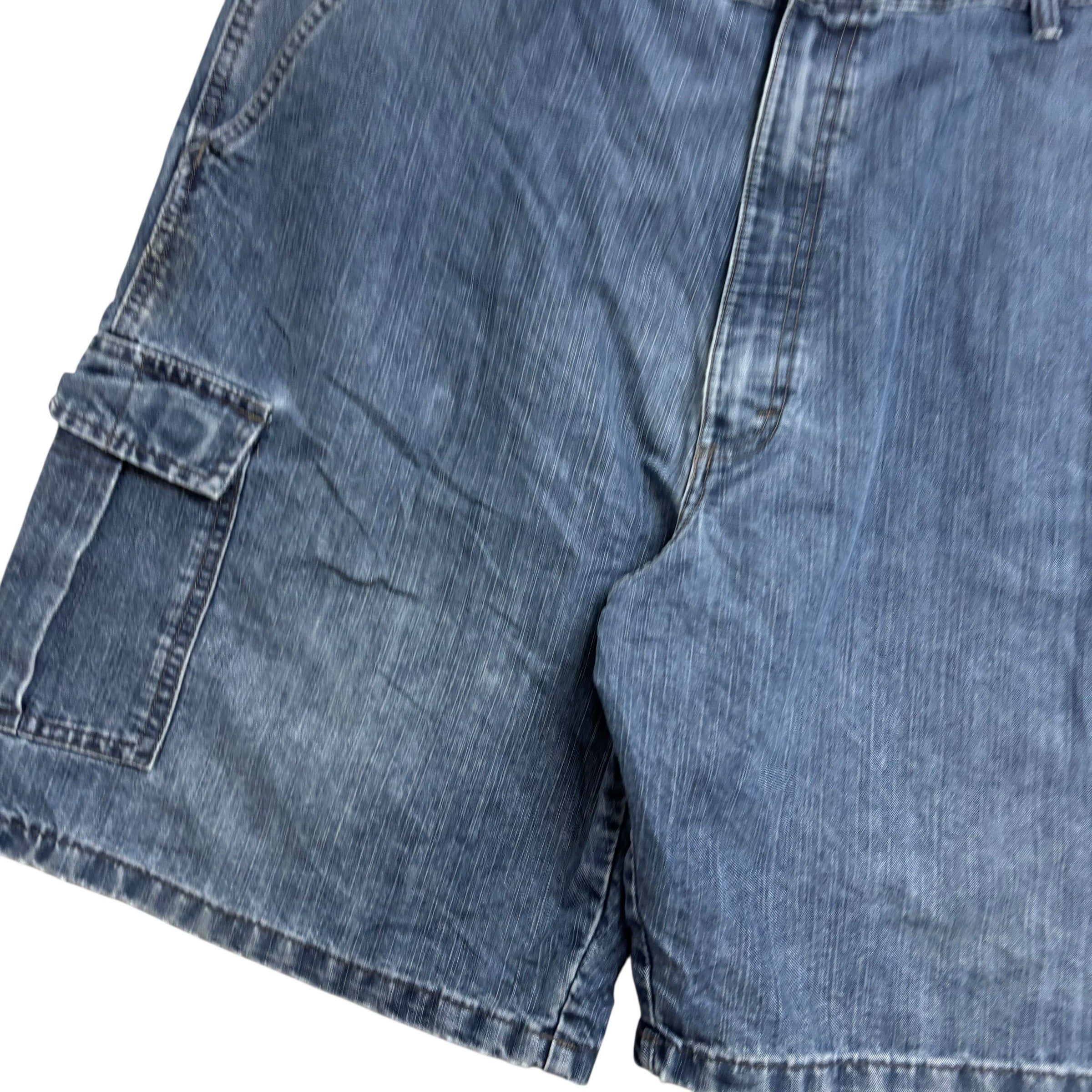 Wrangler Baggy Jorts W42 Mens Mid Blue Denim Shorts Cargo Relaxed Fit
