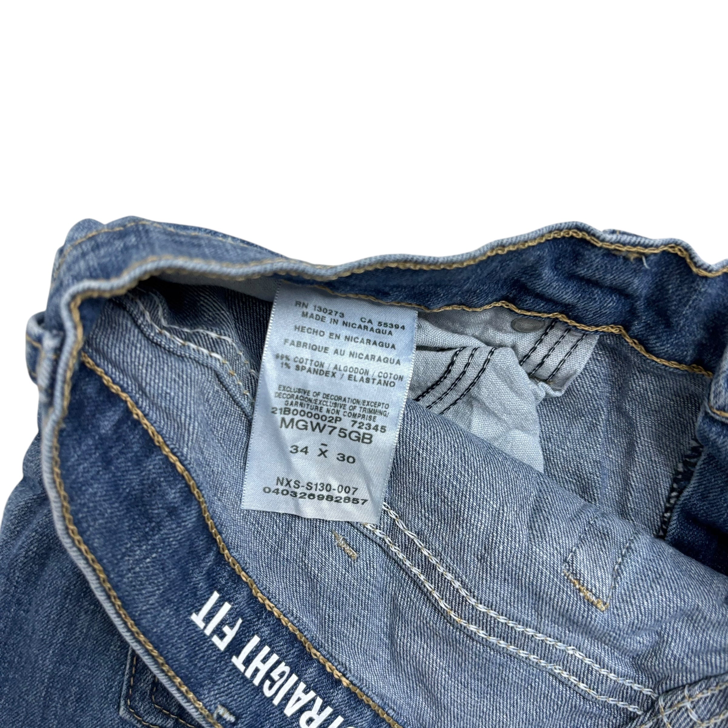 Wrangler Jeans W34 L30 Mens Mid Blue Regular Straight Fit Stretch Denim