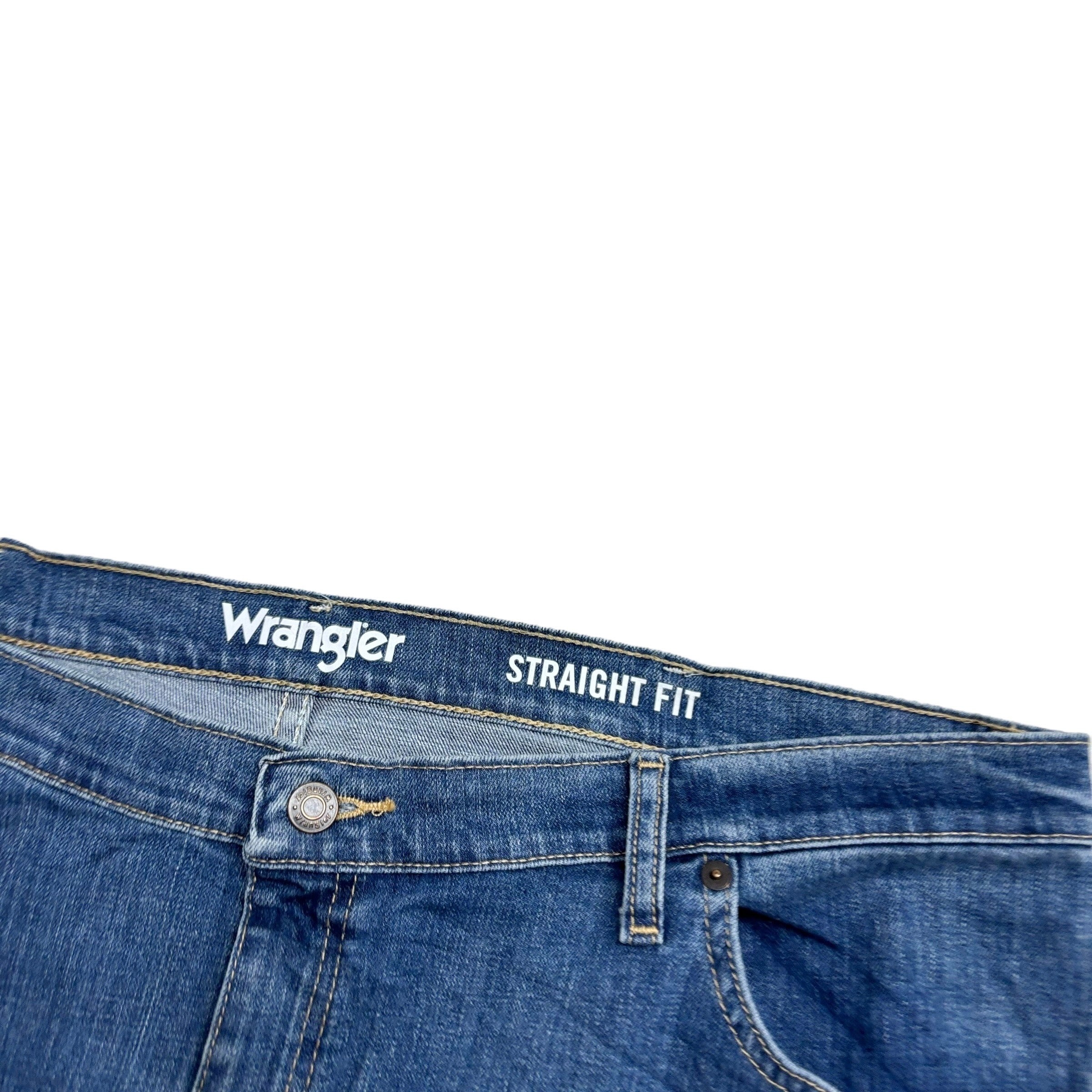 Wrangler Jeans W42 L30 Mens Mid Blue Regular Straight Fit Stretch Denim (E)