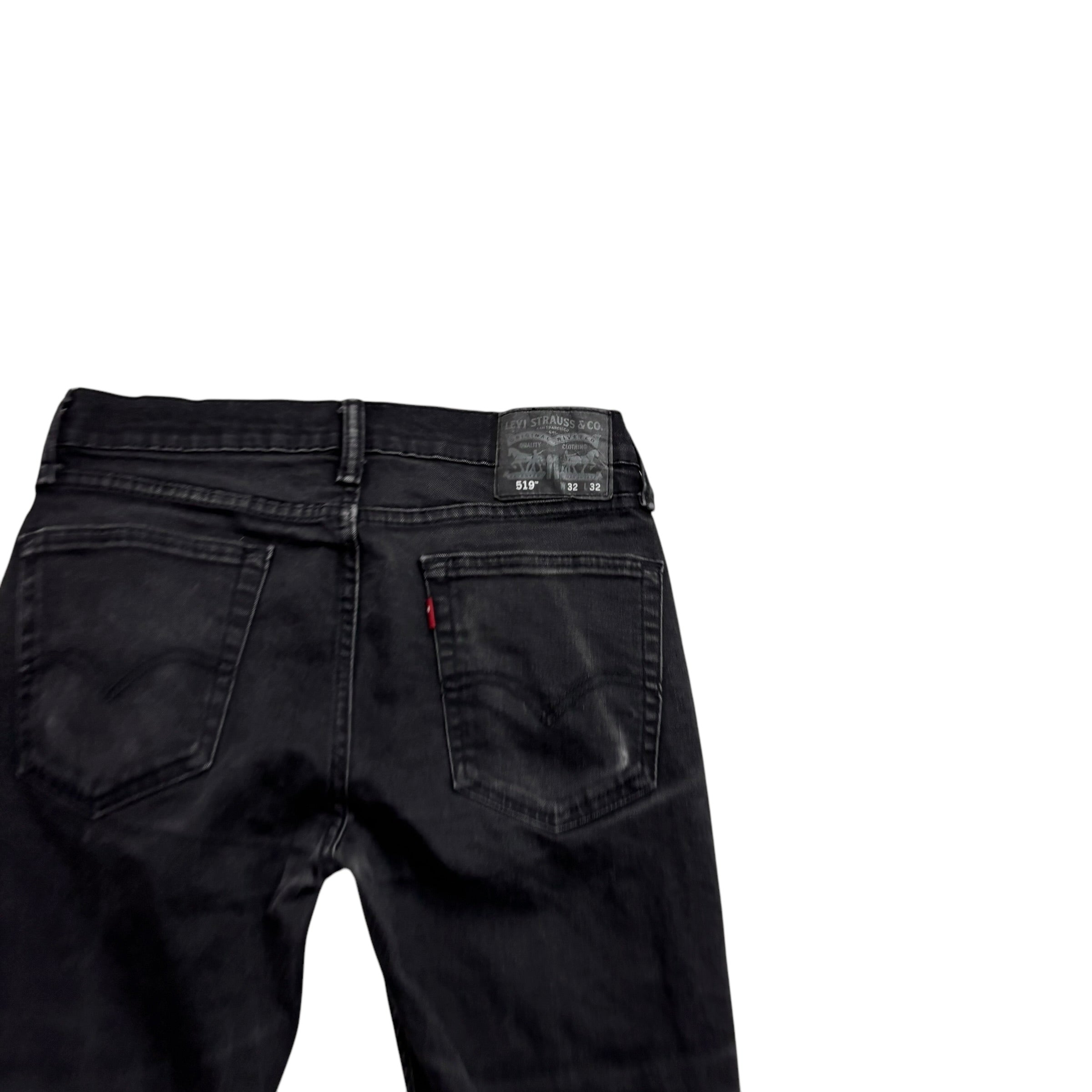 Levis 519 Jeans W30 L32 Mens Black Super Skinny Stretch Denim