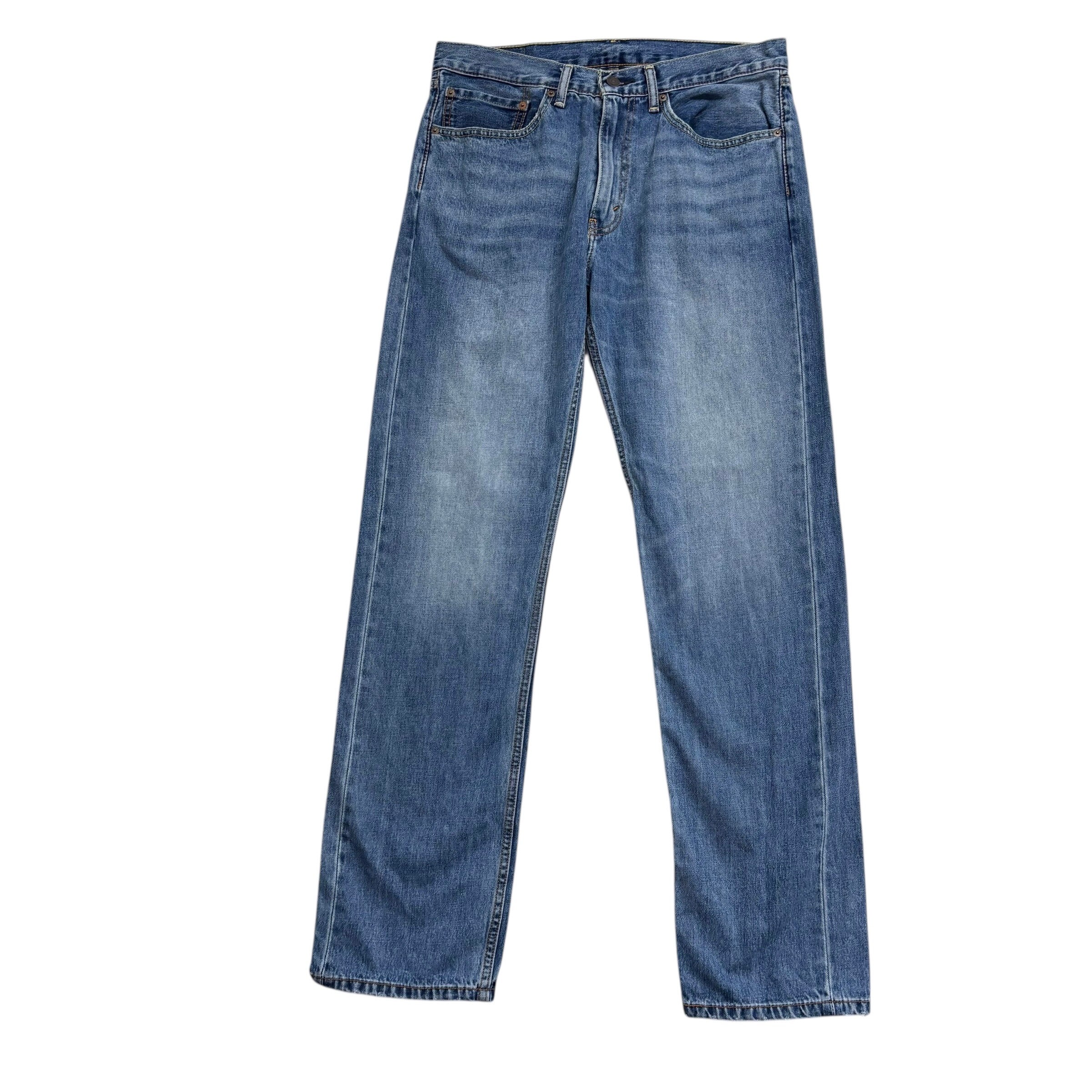 Levis 505 Jeans W34 L34 Mens Mid Blue Regular Straight Fit Denim (E)