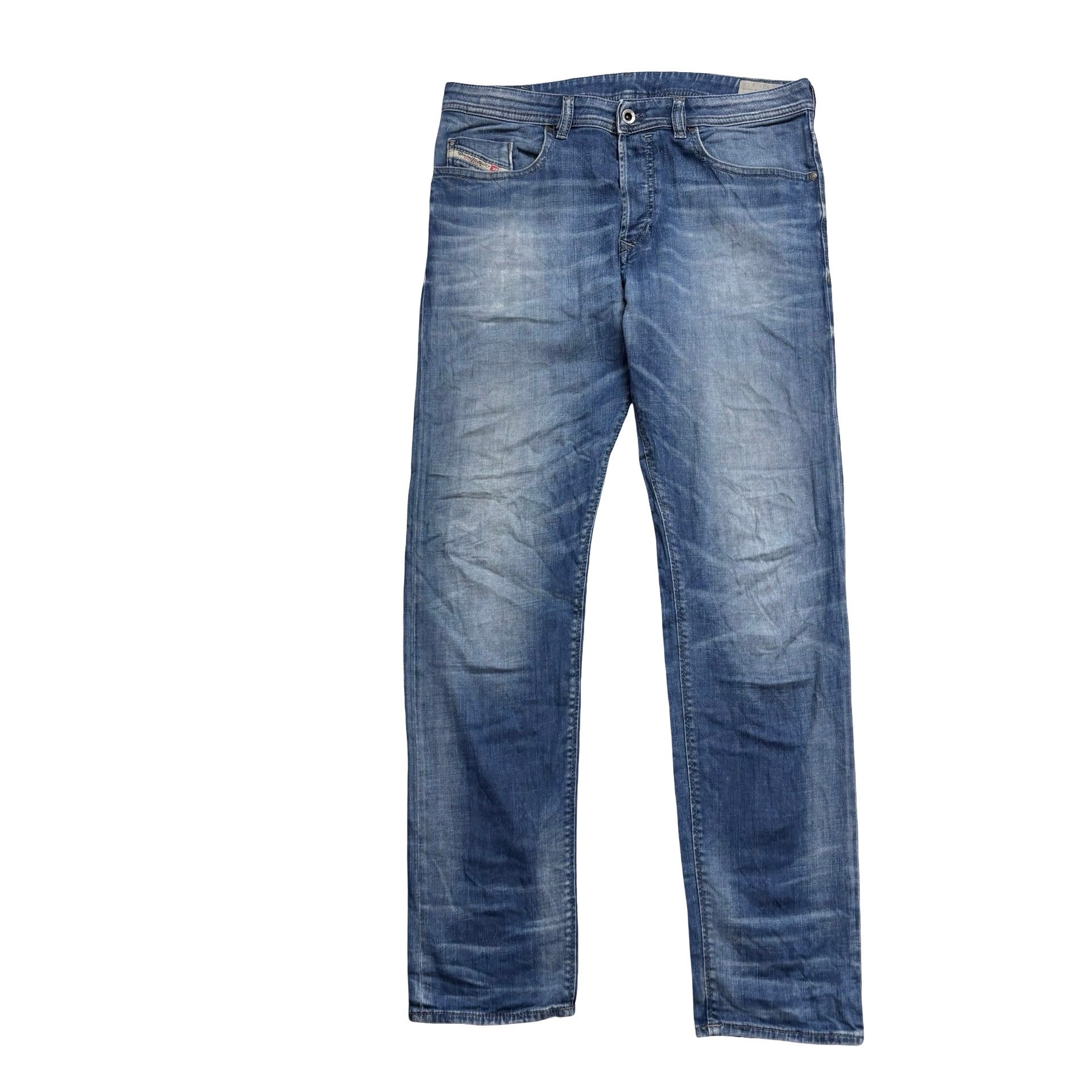 Diesel Buster Jeans W33 L32 Mens Mid Blue Slim Tapered Fit Stretch Denim (E)