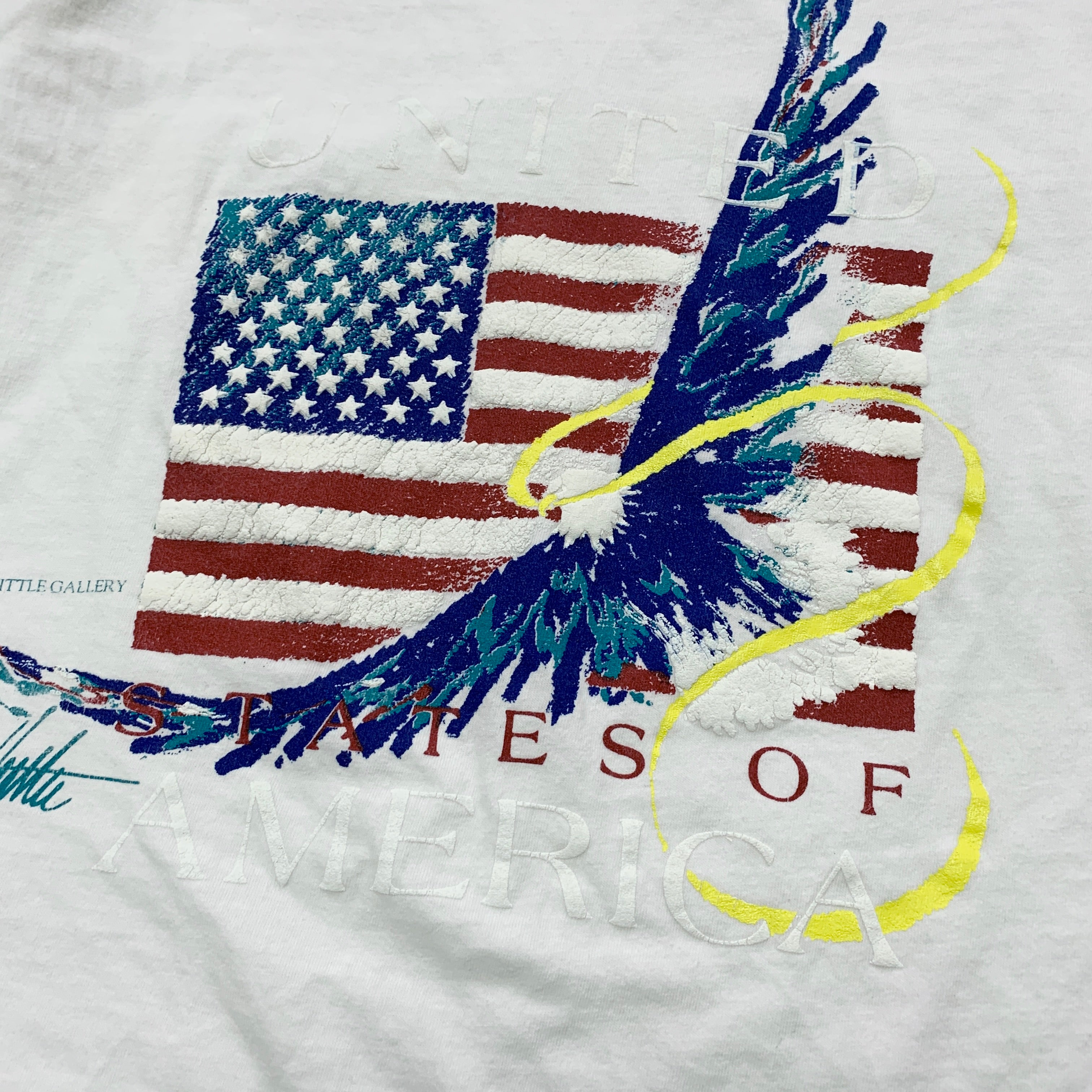 Vintage T Shirt Mens Medium White Single Stitch Graphic Print 90s USA Tourist