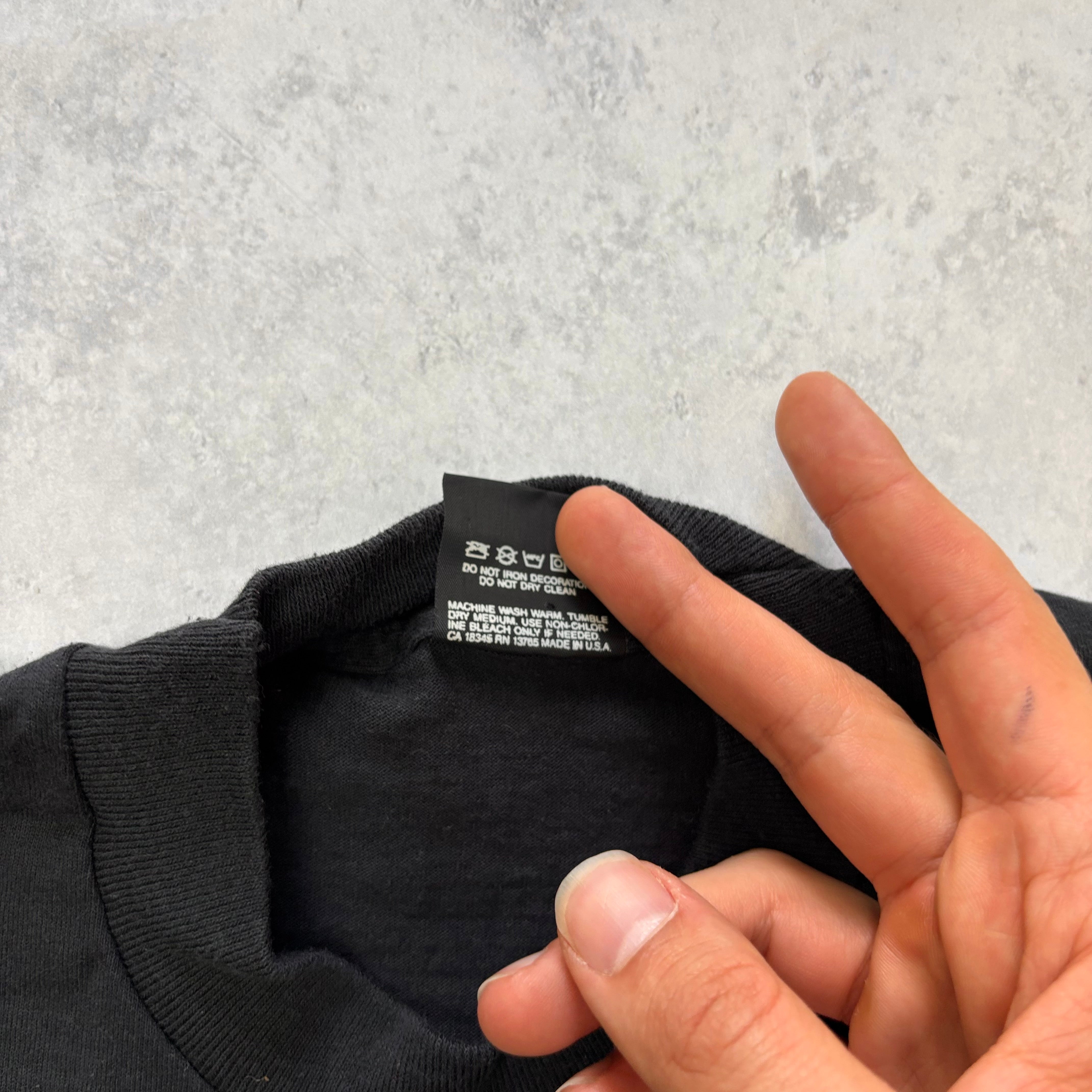 Vintage T Shirt Mens XS Black Single Stitch Graphic Print 90s USA Tourist (E)