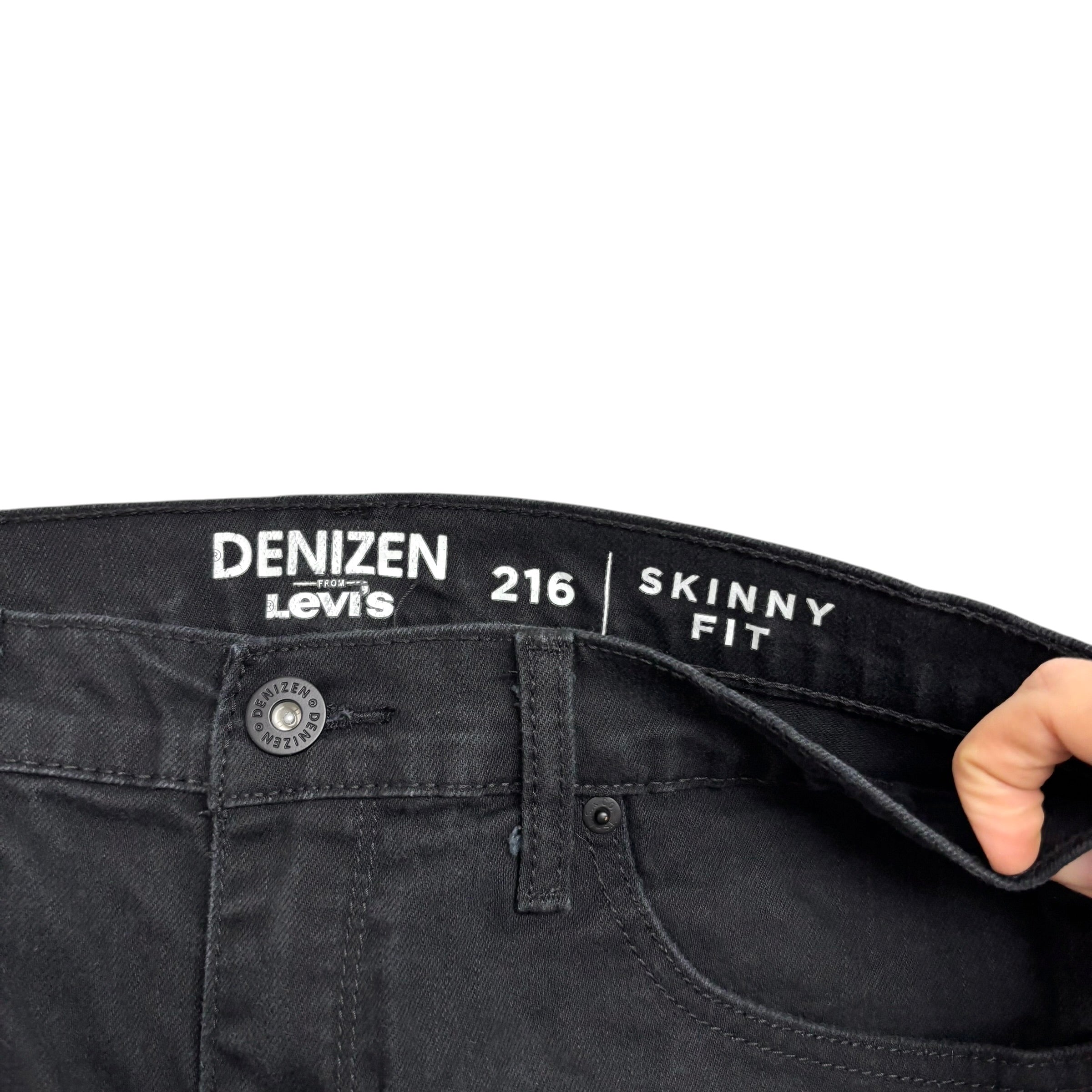 Levis 216 Denizen Jeans W36 L32 Mens Black Skinny Fit Stretch Denim (E)