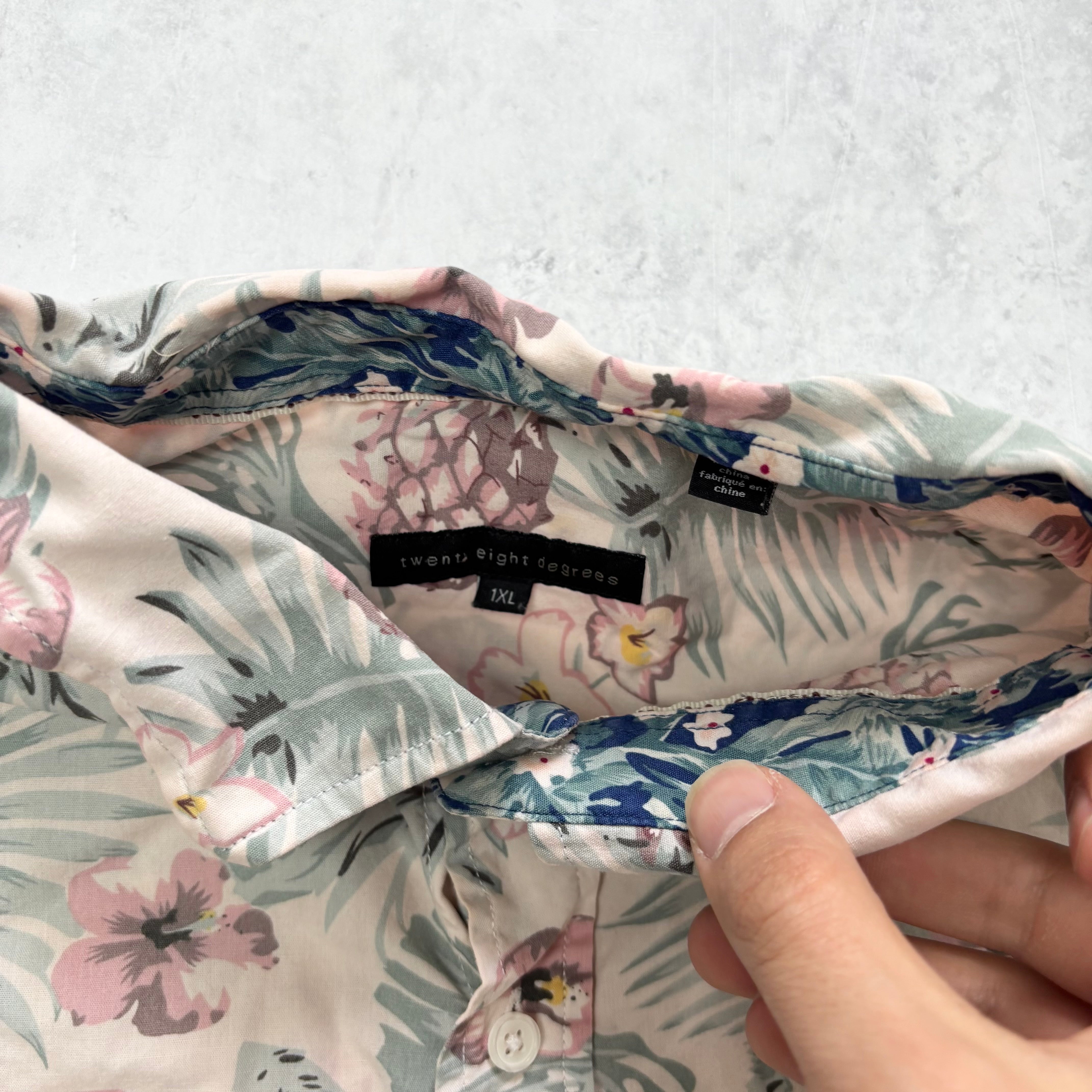 Hawaiian Shirt Mens XXL Pink Floral Aloha Short Sleeve Cotton Patterned (E)