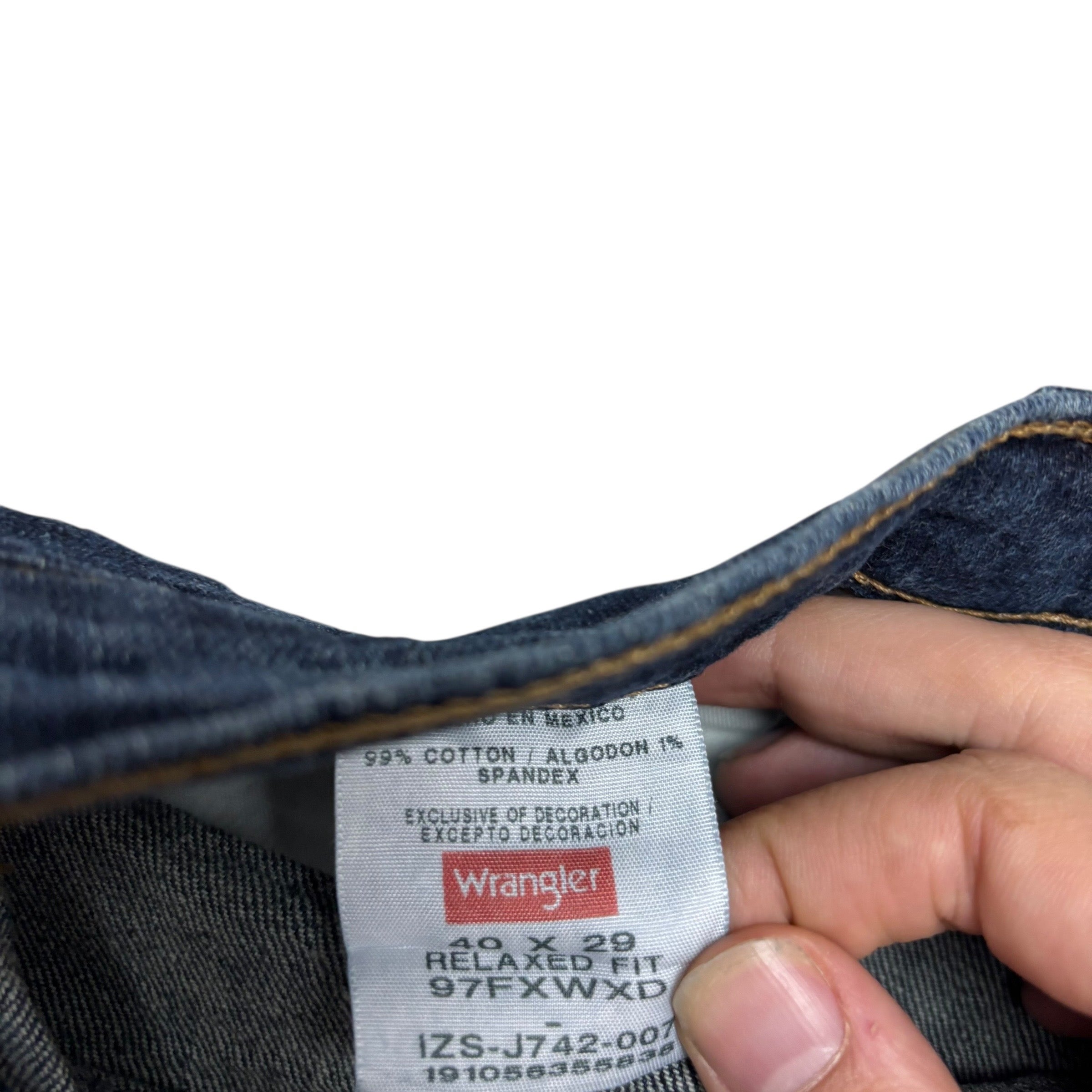 Wrangler Jeans W40 L30 Mens Dark Blue Relaxed Straight Fit Stretch Denim (E)