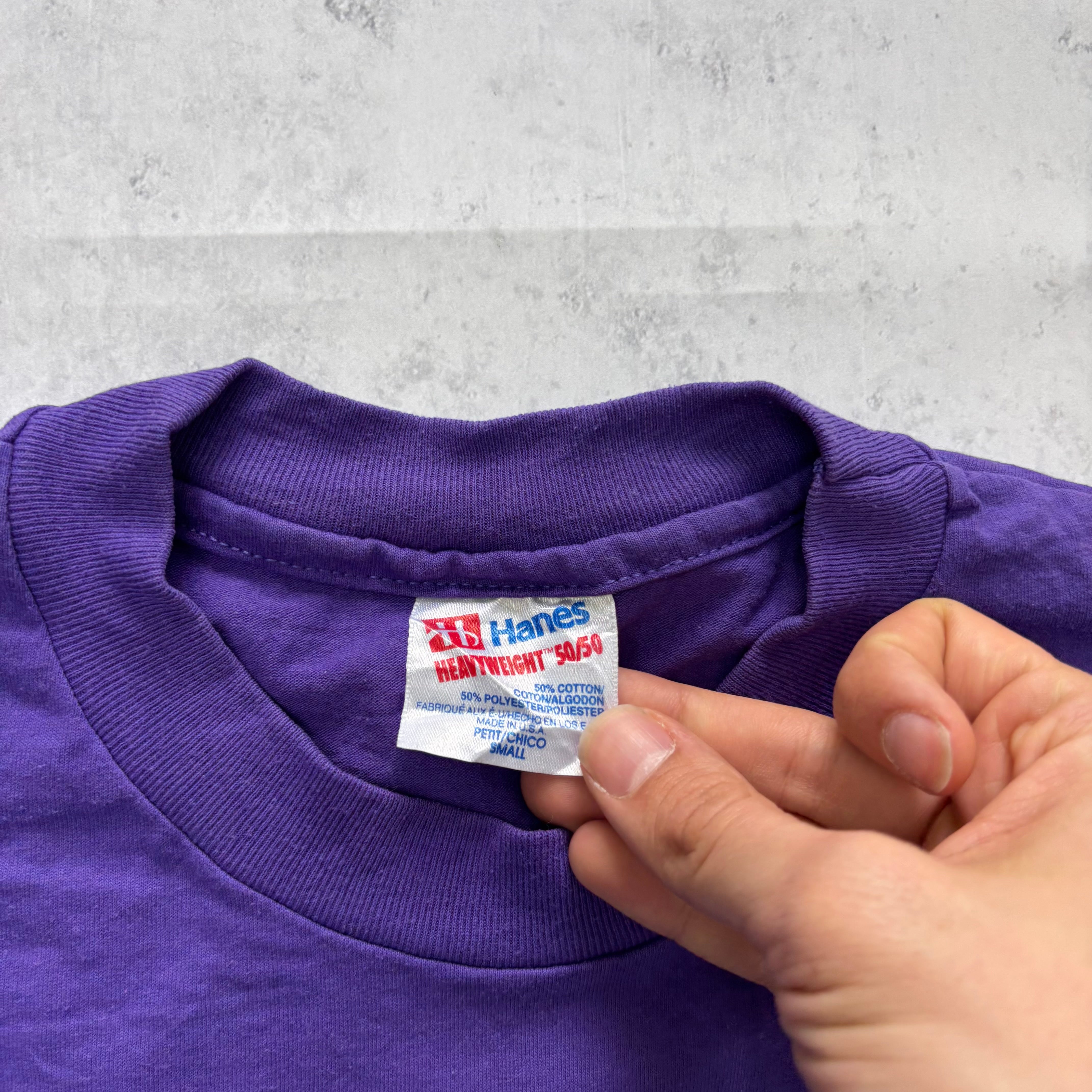 Vintage T Shirt Mens XS Purple Single Stitch Graphic Print 90s USA (E)
