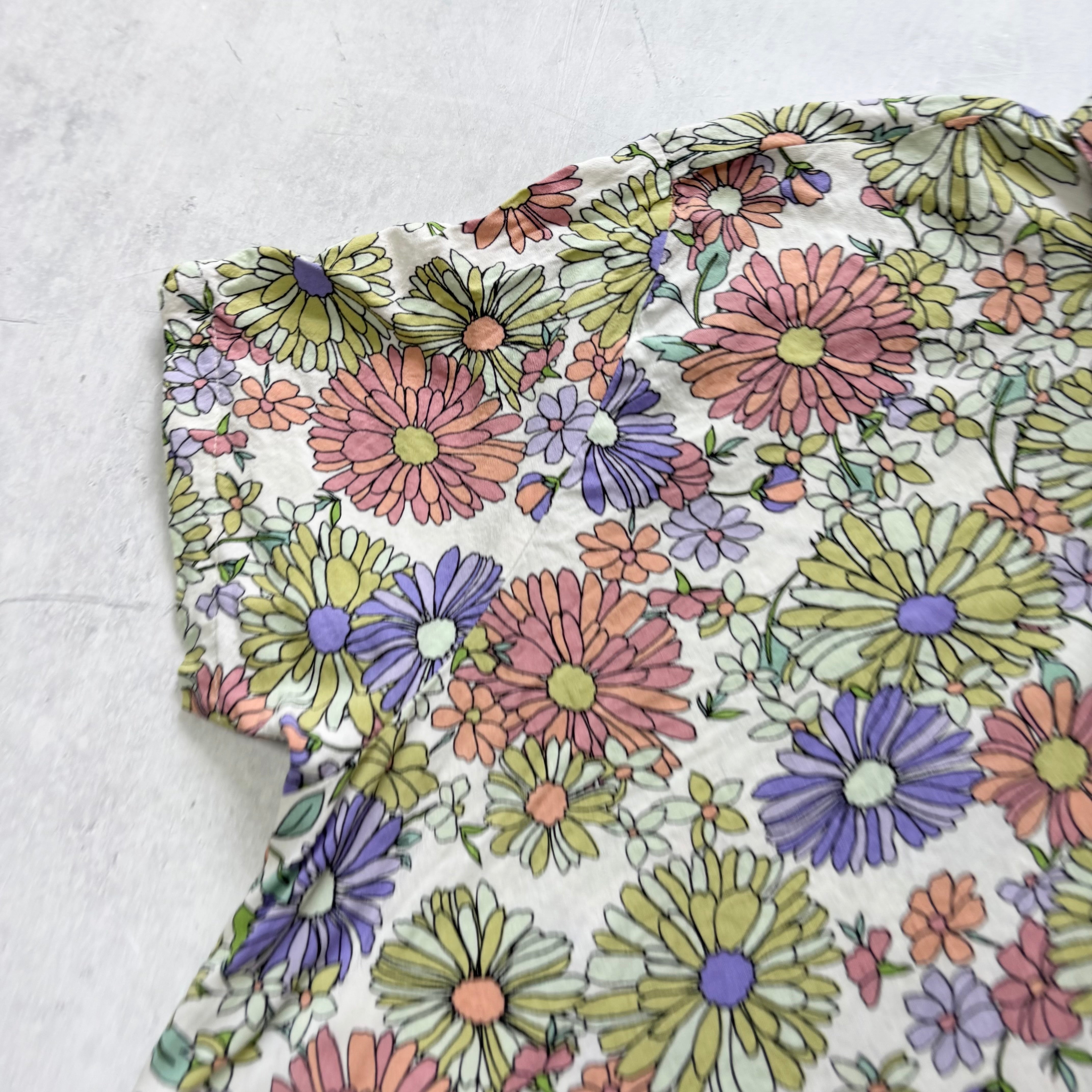 Hawaiian Shirt Mens Large Multi Floral Aloha Short Sleeve Rayon Slim Fit (E)