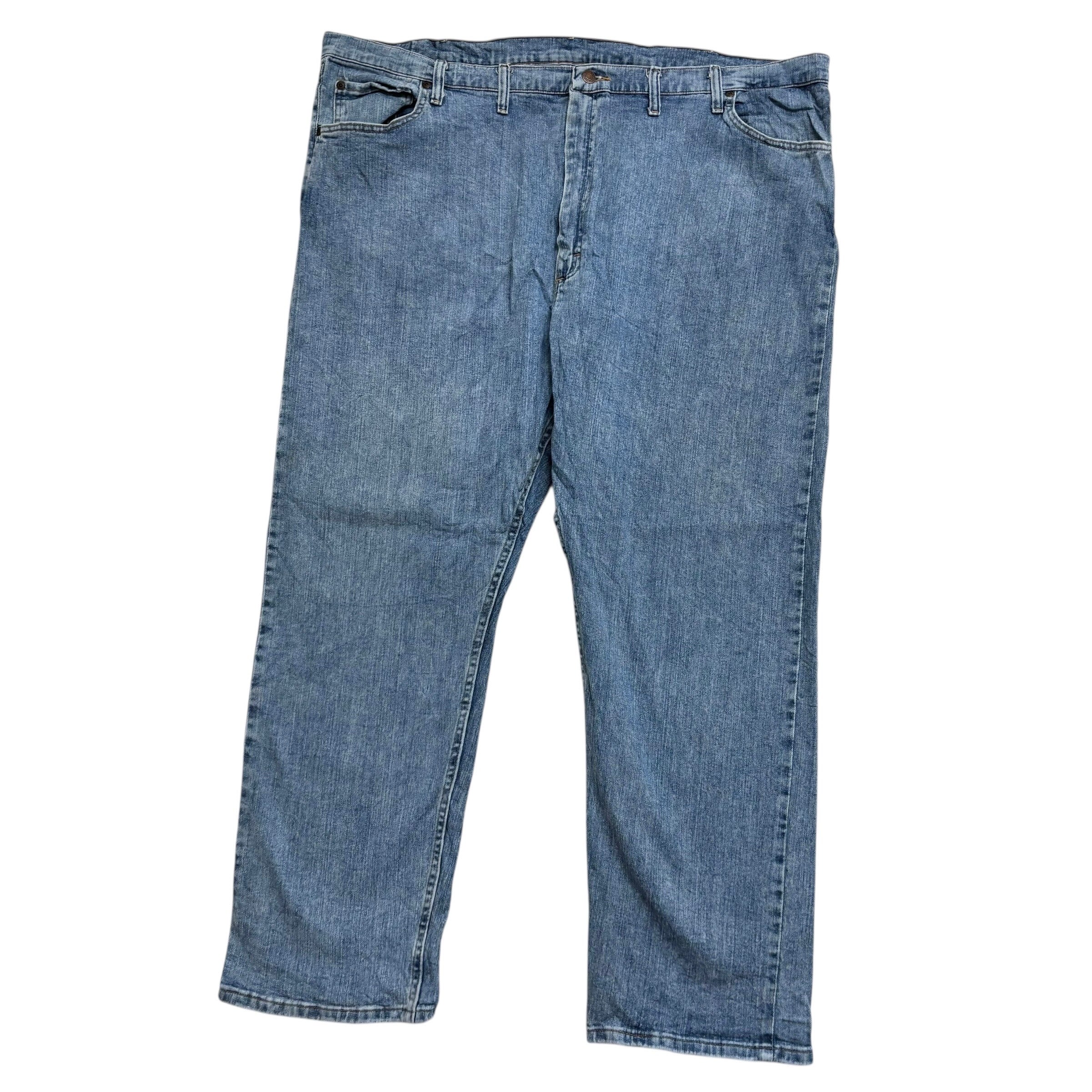 Wrangler Jeans W48 L30 Mens Mid Blue Relaxed Straight Fit Stretch Denim (E)