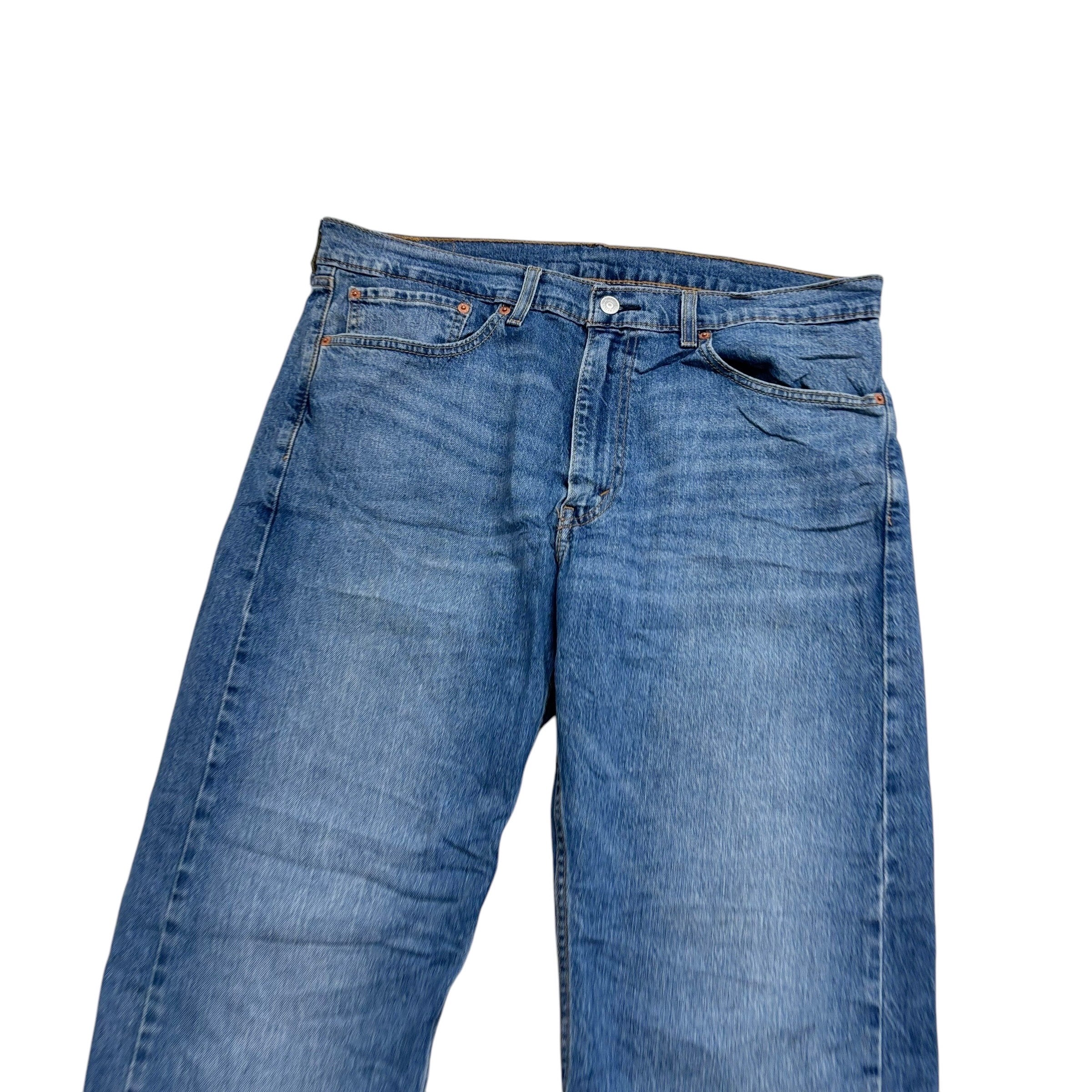 Levis 505 Jeans W36 L32 Mens Mid Blue Regular Straight Fit Stretch Denim (E)