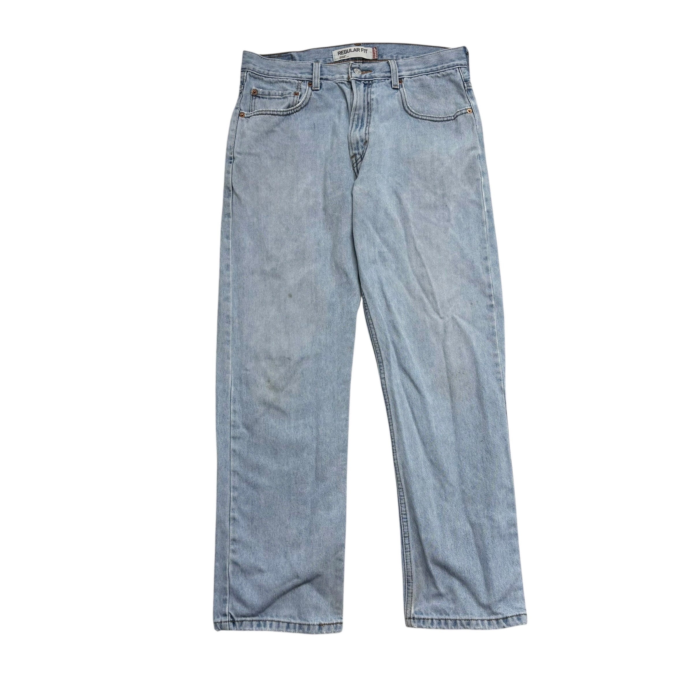 Levis 505 Jeans W33 L30 Mens Light Blue Regular Straight Fit Vintage Denim (F)