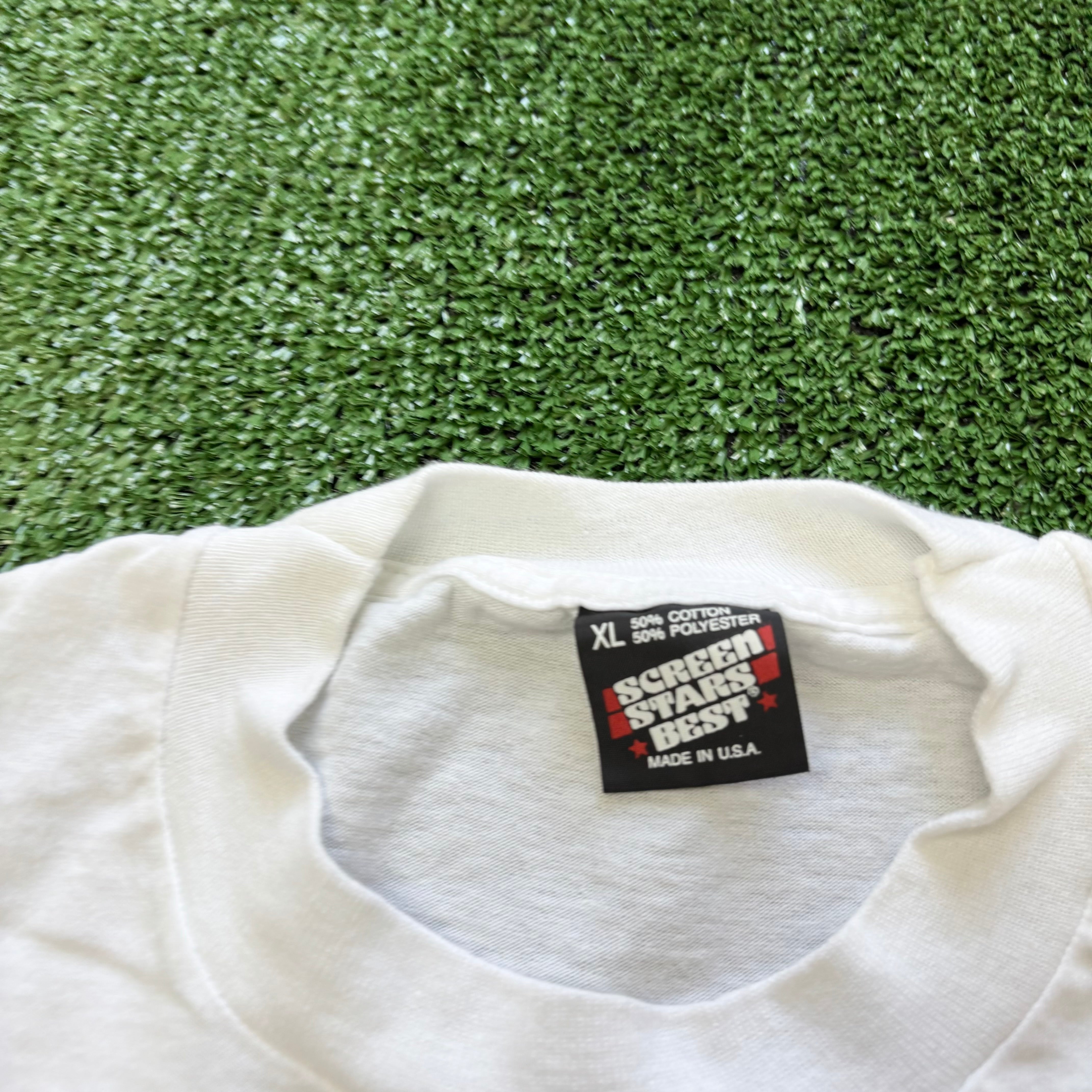 Vintage T Shirt Mens Large White Single Stitch Graphic Print 90s Desert Storm (E)