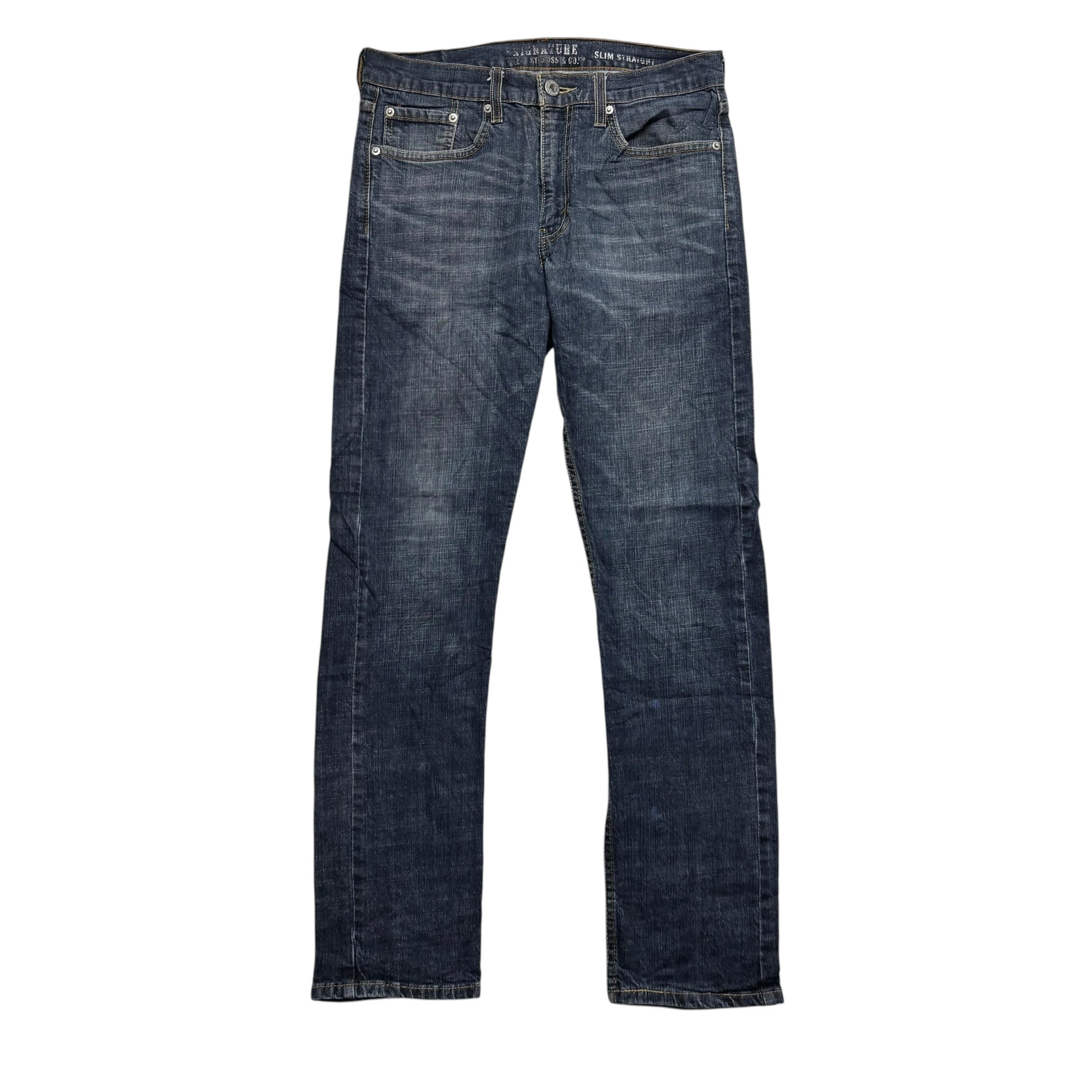 Levis Signature Jeans W32 L32 Mens Dark Blue Slim Straight Fit Stretch