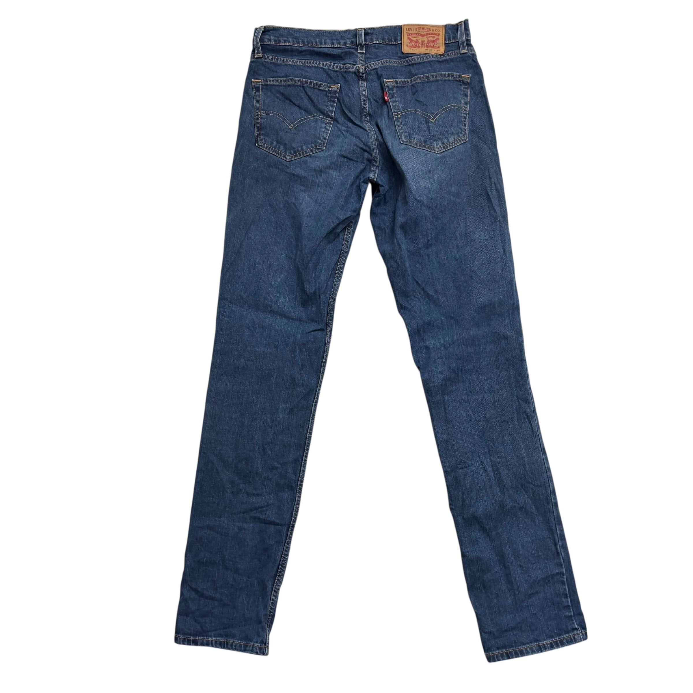 Levis 511 Jeans W32 L34 Mens Dark Blue Slim Fit Stretch Denim (E)