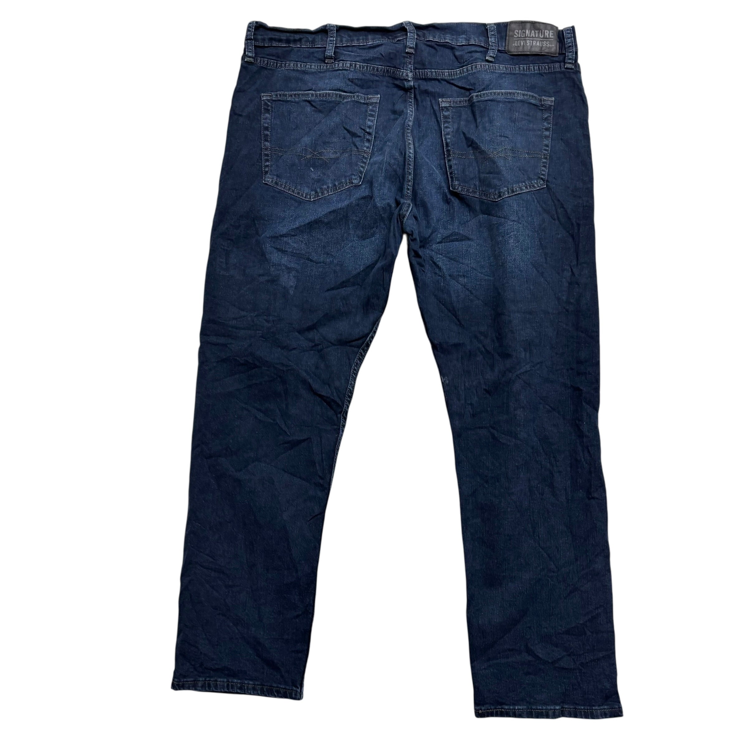 Levis Signature Jeans W38 L29 Mens Navy Blue Regular Tapered Fit Stretch (E)