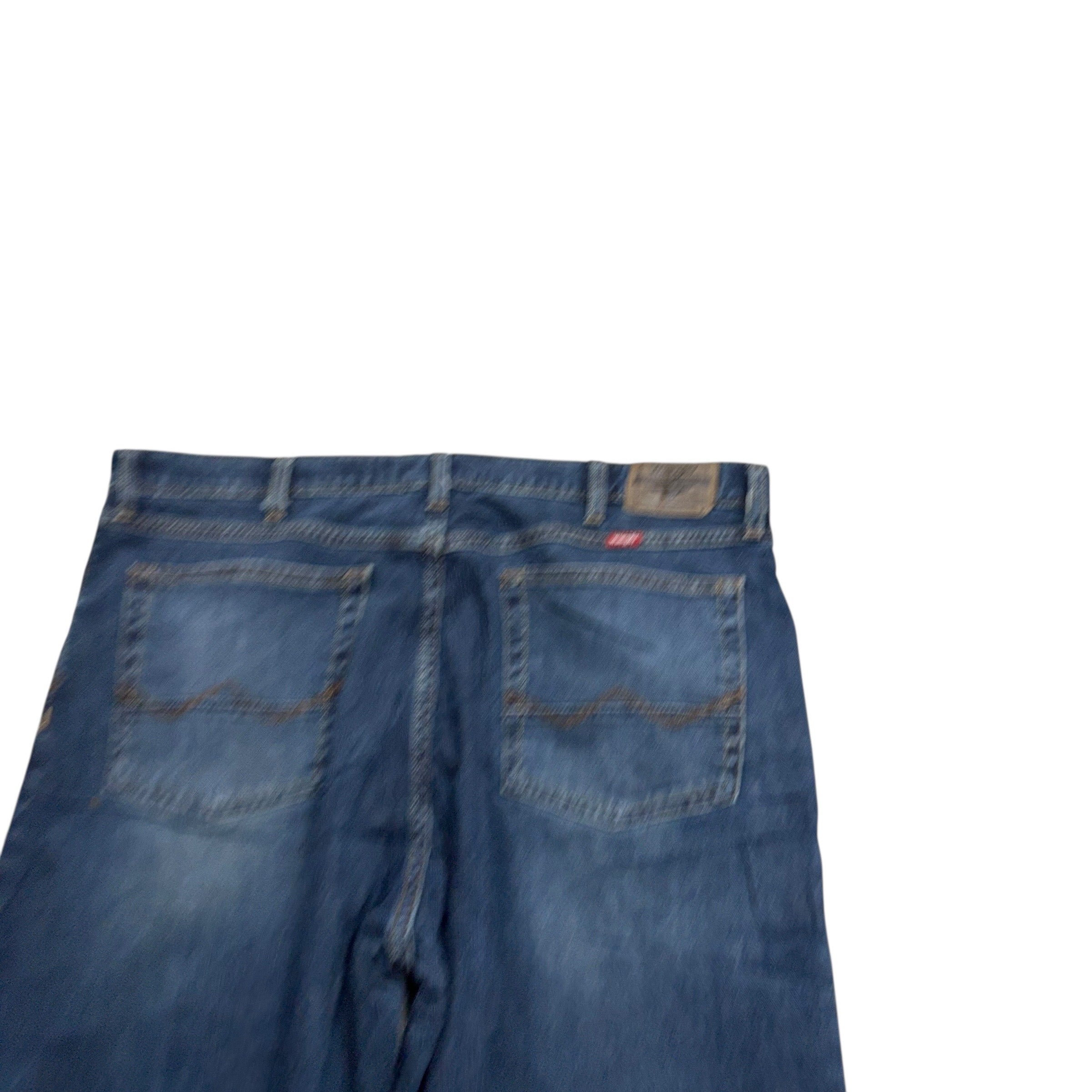 Wrangler Jeans W40 L30 Mens Dark Blue Relaxed Bootcut Fit Stretch Denim (E)