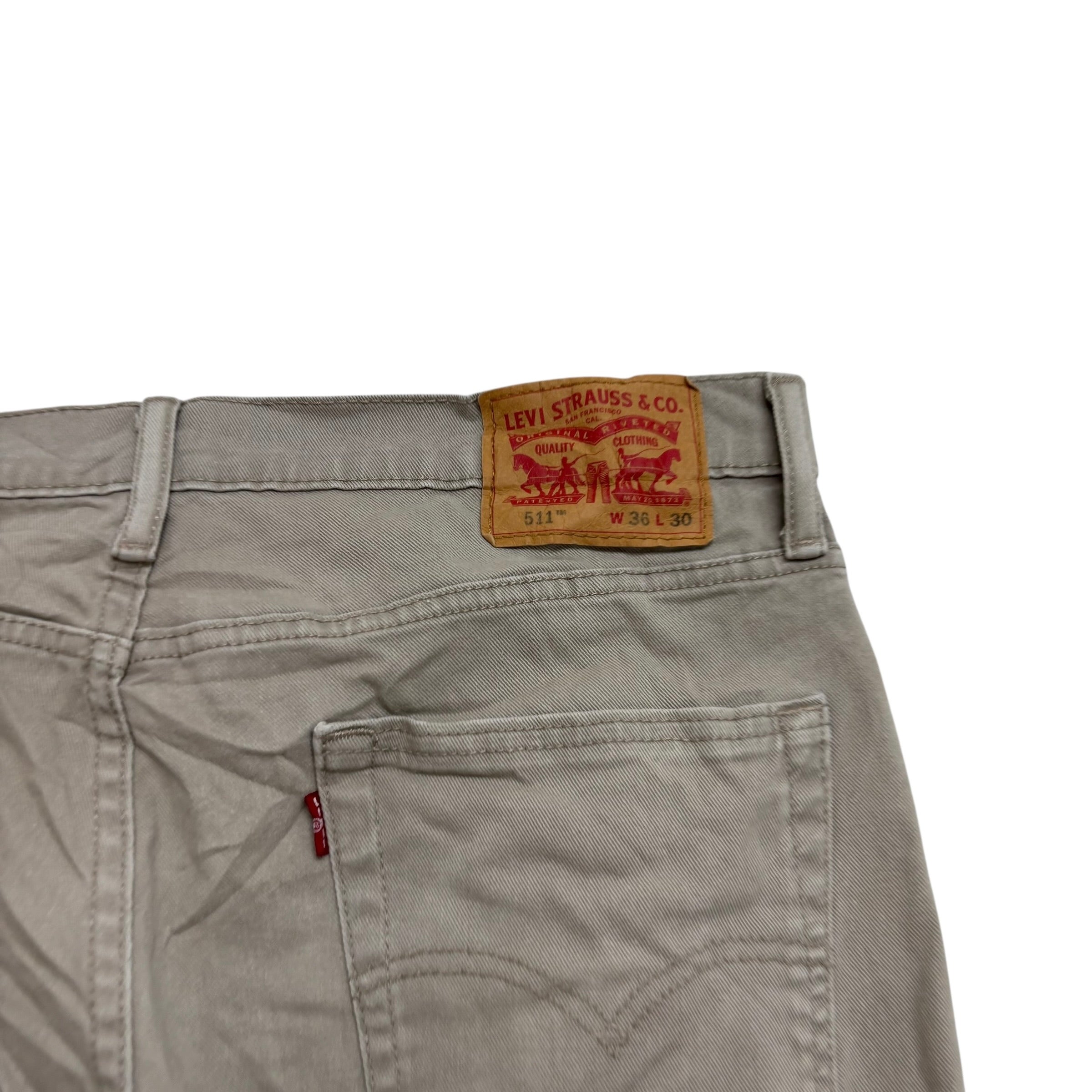Levis 511 Jeans W36 L30 Mens Stone Beige Slim Fit Stretch Denim