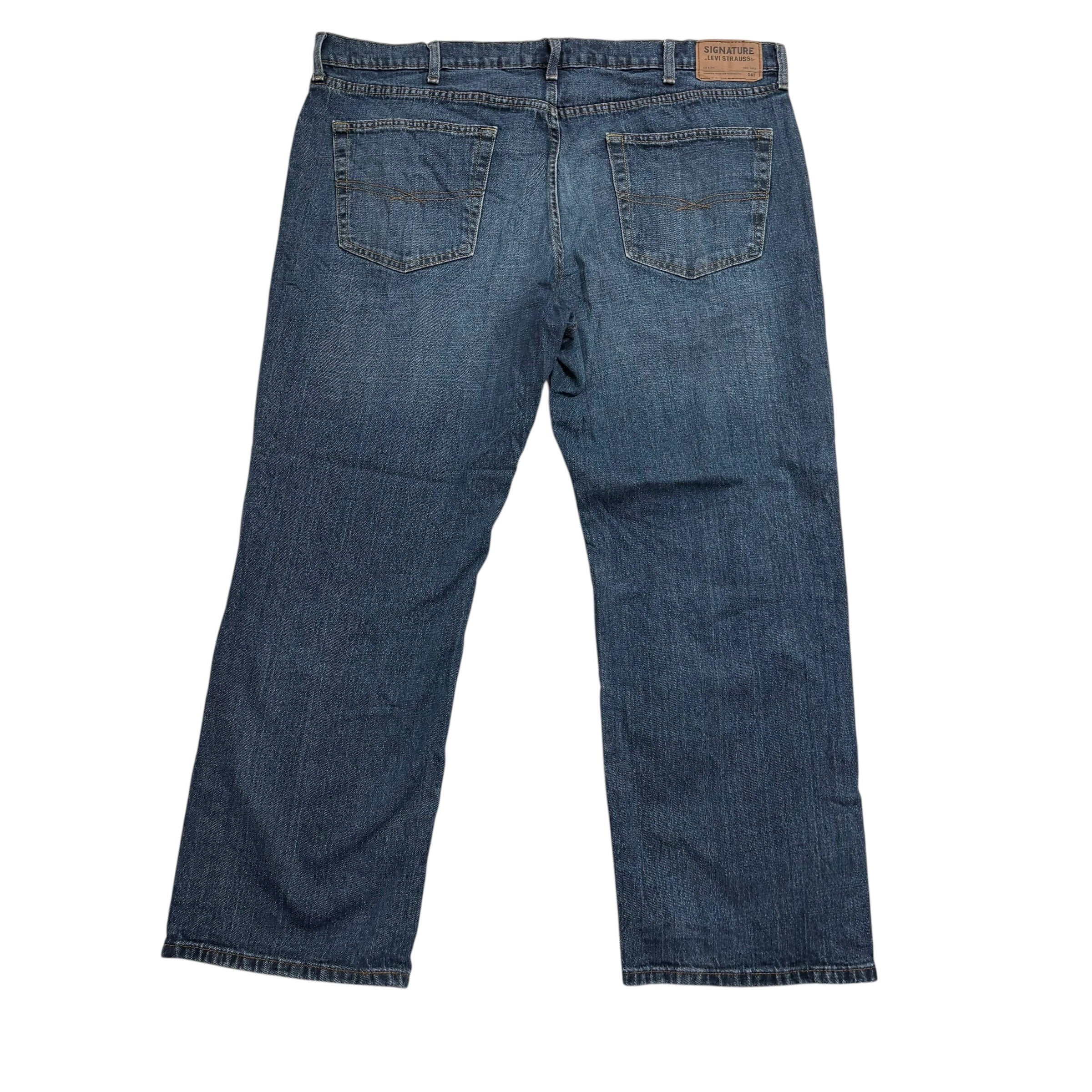 Levis Signature Jeans W42 L30 Mens Dark Blue Relaxed Straight Stretch Denim (E)