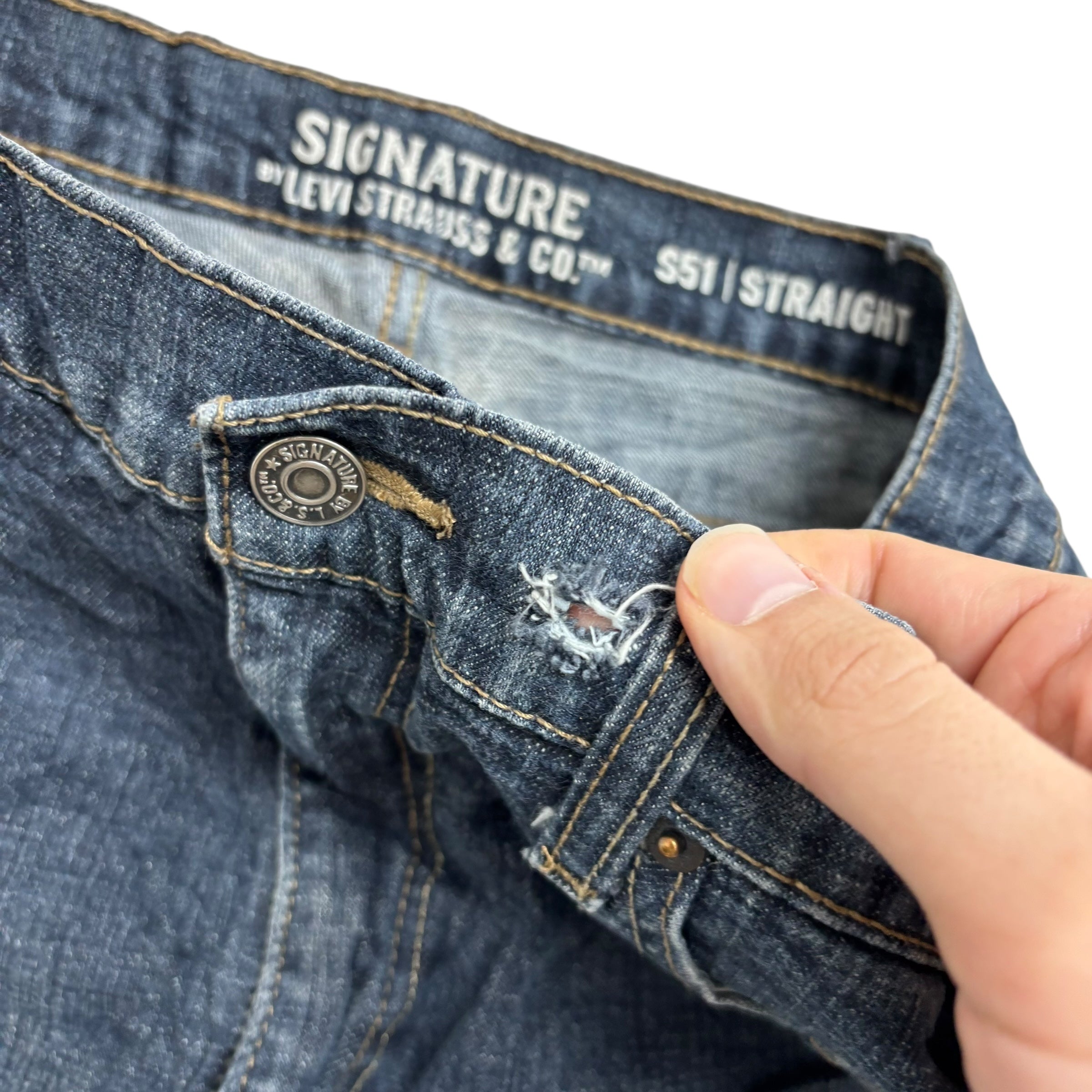 Levis Signature Jeans W36 L32 Mens Dark Blue Regular Straight Fit Stretch (F)