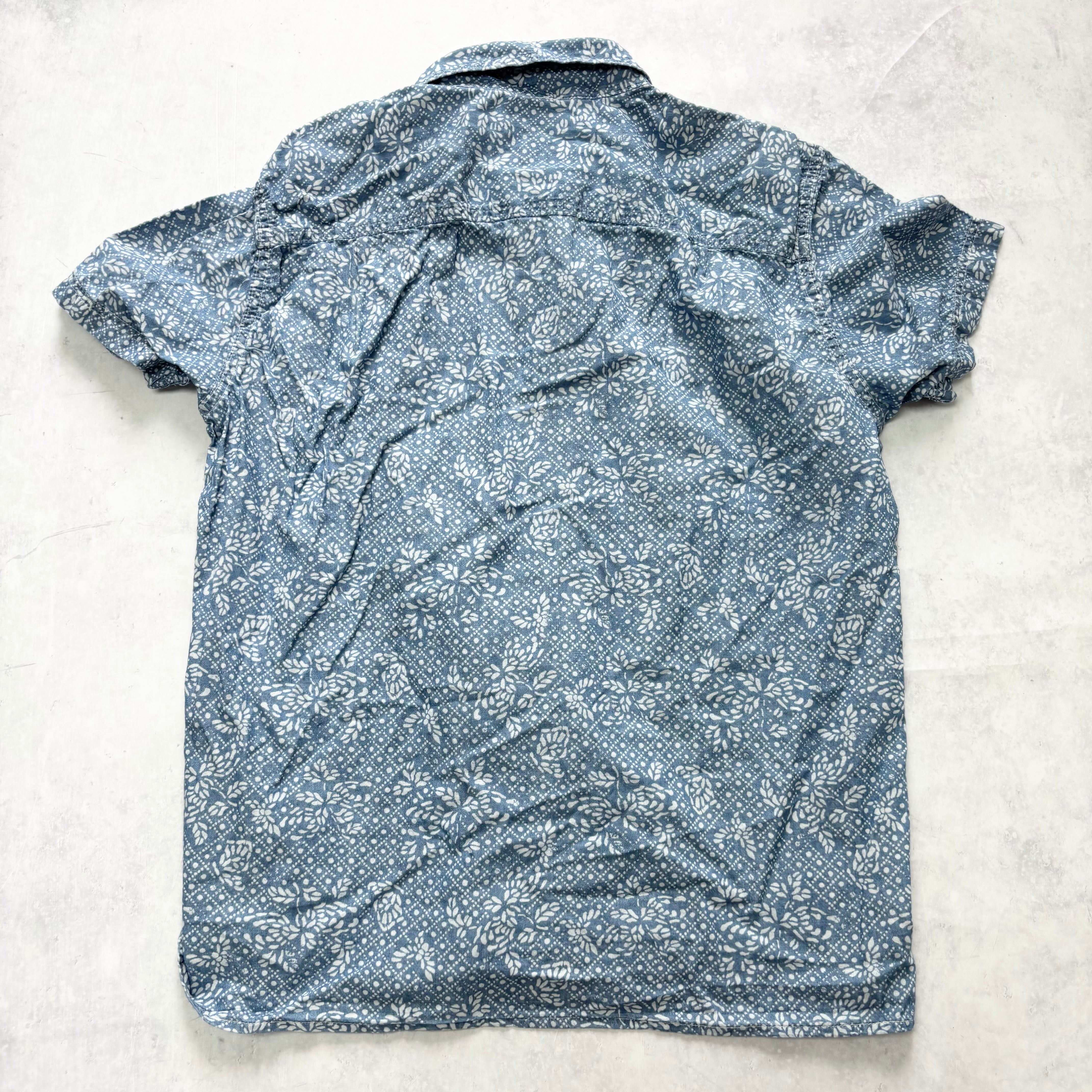 American Eagle Hawaiian Shirt Mens Medium Blue Aloha Short Sleeve Cotton (E)