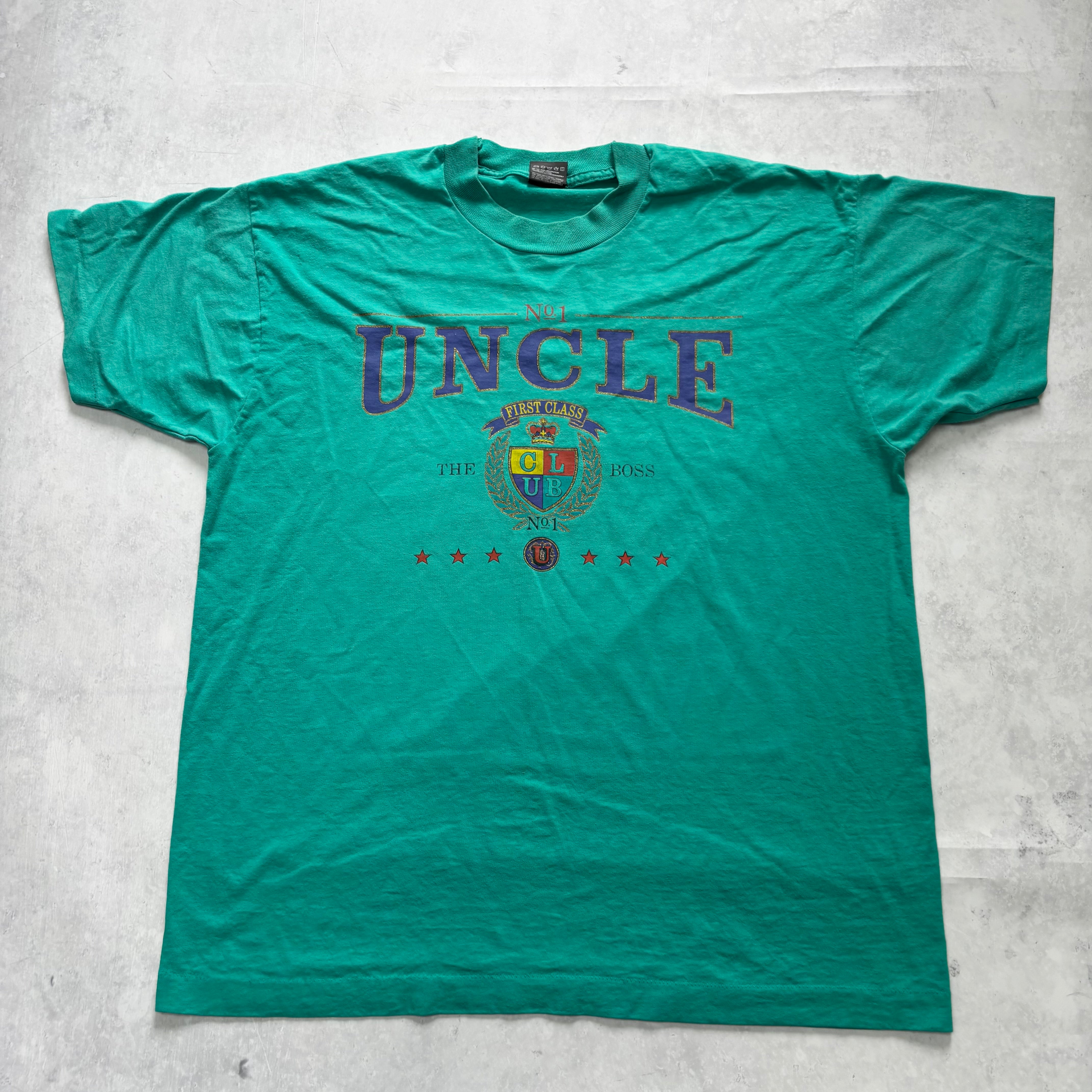 Vintage T Shirt Mens XL Blue Teal Single Stitch Graphic Print 90s USA (E)