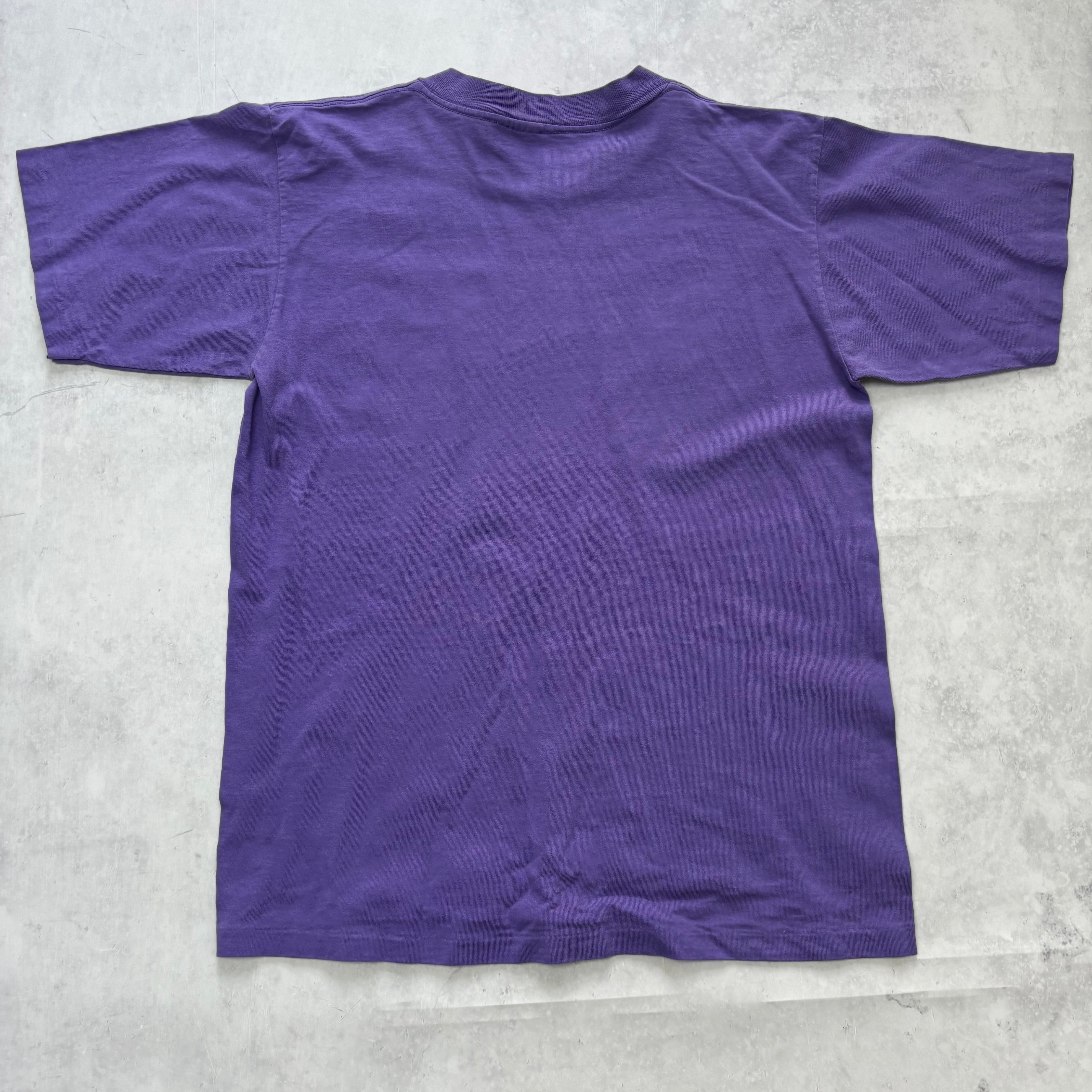 Vintage T Shirt Mens Medium Purple Single Stitch Graphic Print 90s Tourist (E)